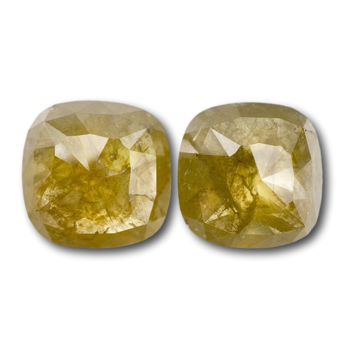 19.95cttw | Salt &amp; Pepper Cushion Shape Rose Cut Diamond Matched Pair - Modern Rustic Diamond