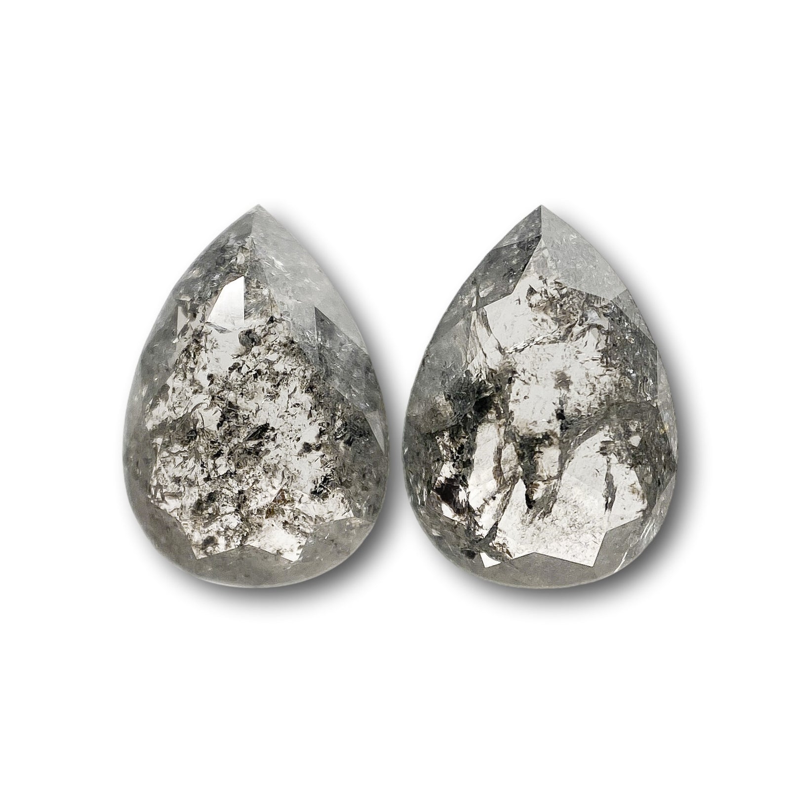 1.84cttw | Rustic Pear Shape Rose Cut Diamond Matched Pair - Modern Rustic Diamond