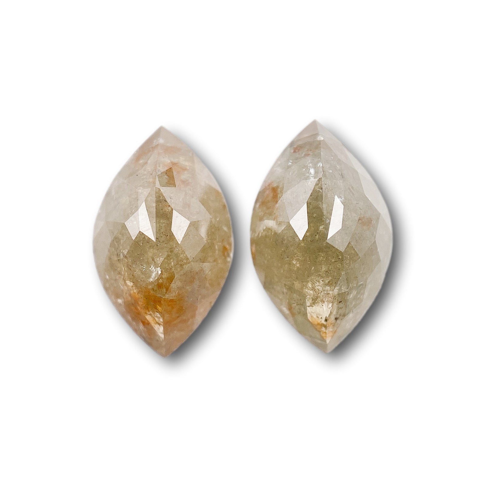 3.23cttw | Salt & Pepper Marquise Shape Rose Cut Diamond Matched Pair - Modern Rustic Diamond
