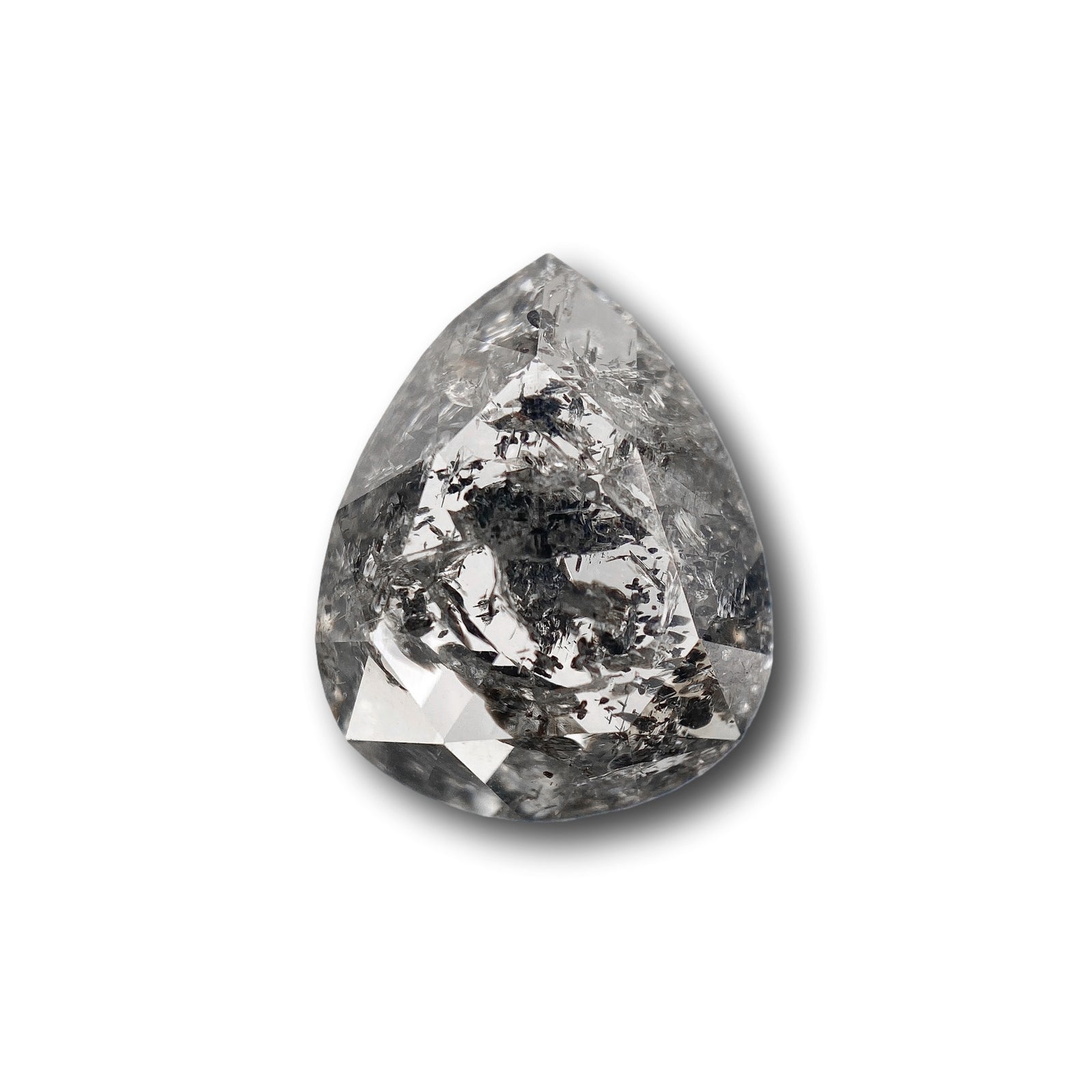 4.70ct | Salt & Pepper Pear Shape Rose Cut Diamond - Modern Rustic Diamond