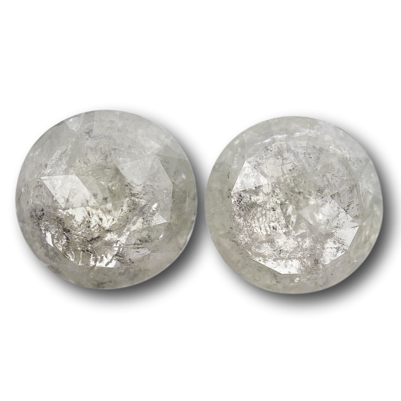 1.65cttw | Salt & Pepper Round Shape Rose Cut Diamond Matched Pair - Modern Rustic Diamond