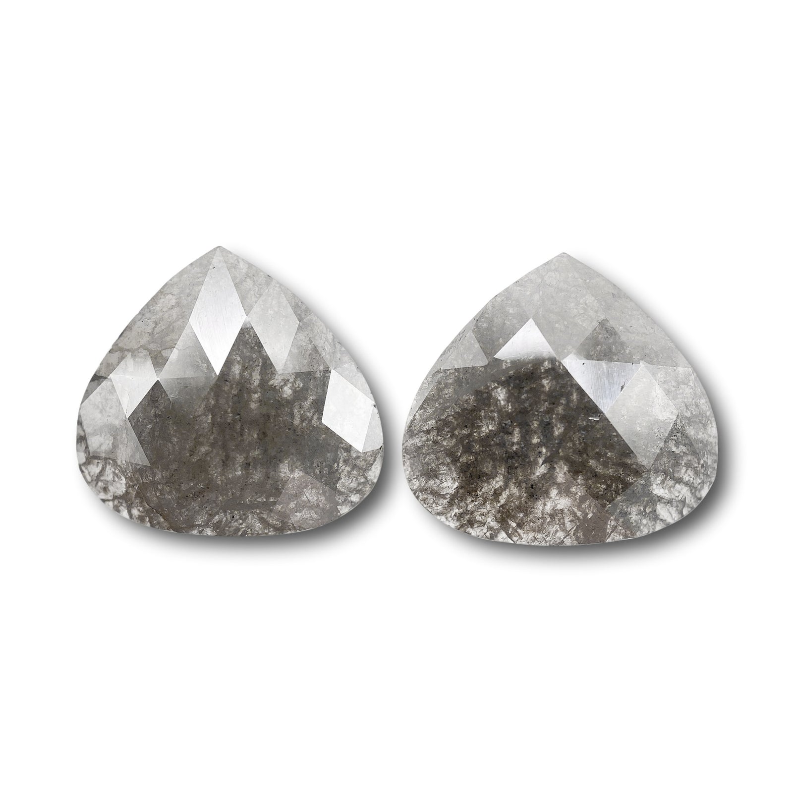5.10cttw | Rustic  Pear Shape Rose Cut Diamond Matched Pair - Modern Rustic Diamond