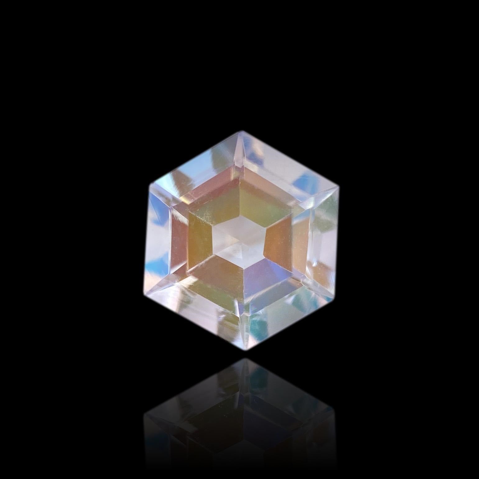 1.31ct |  Hexagon Shape Step Cut Moonstone - Modern Rustic Diamond