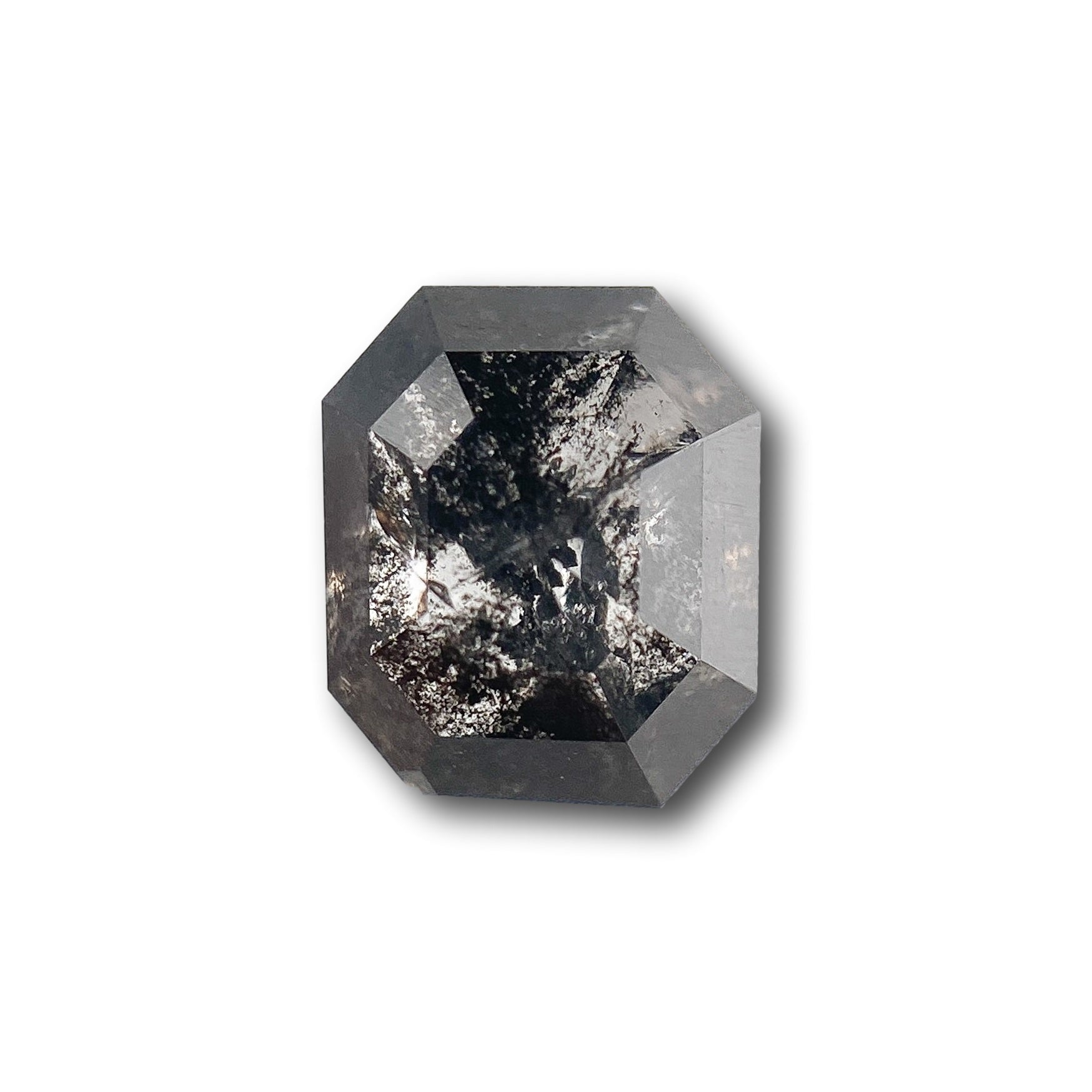 1.16ct | Salt & Pepper Emerald Shape Step Cut Diamond - Modern Rustic Diamond