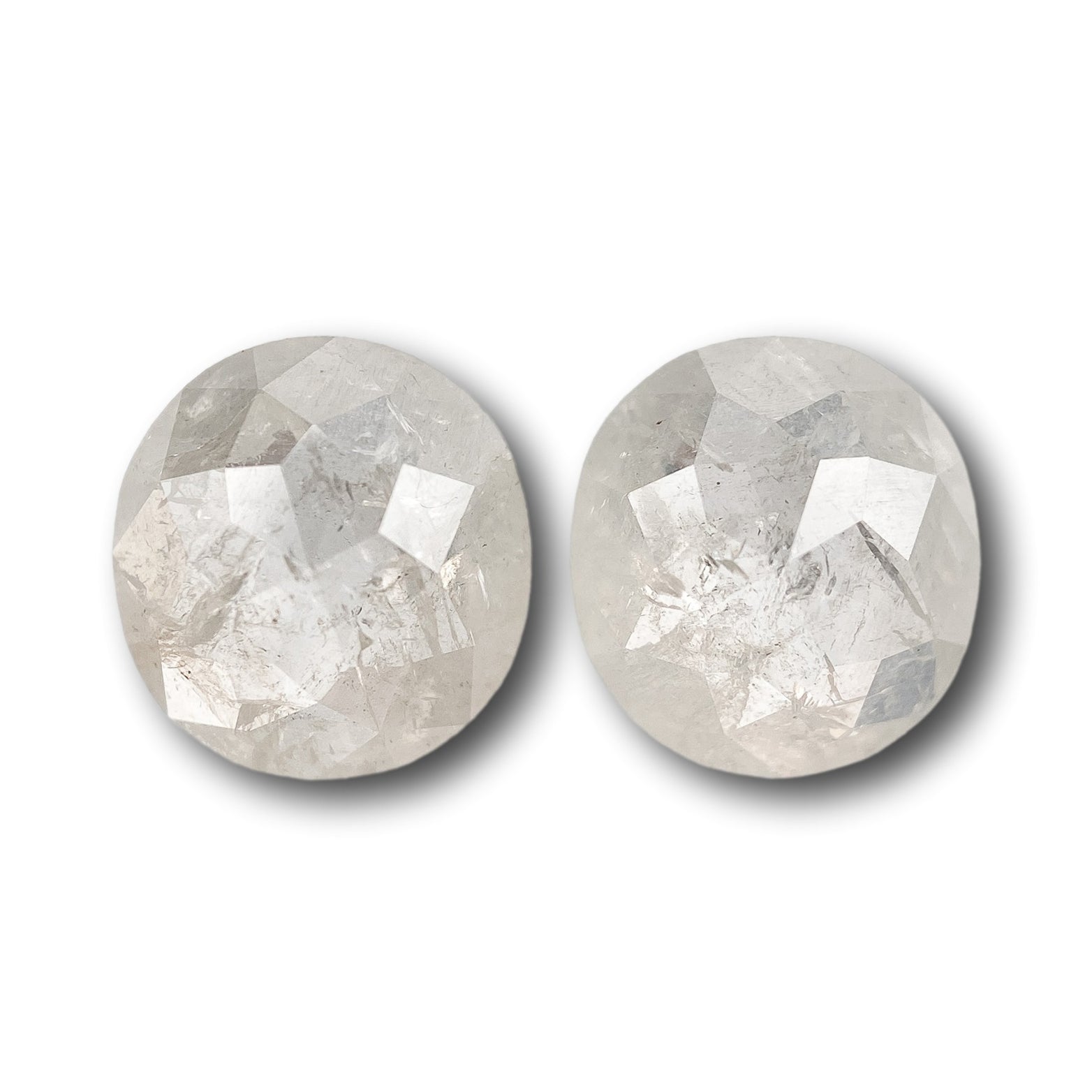 2.58cttw | Salt & Pepper Cushion Shape Rose Cut Diamond Matched Pair - Modern Rustic Diamond