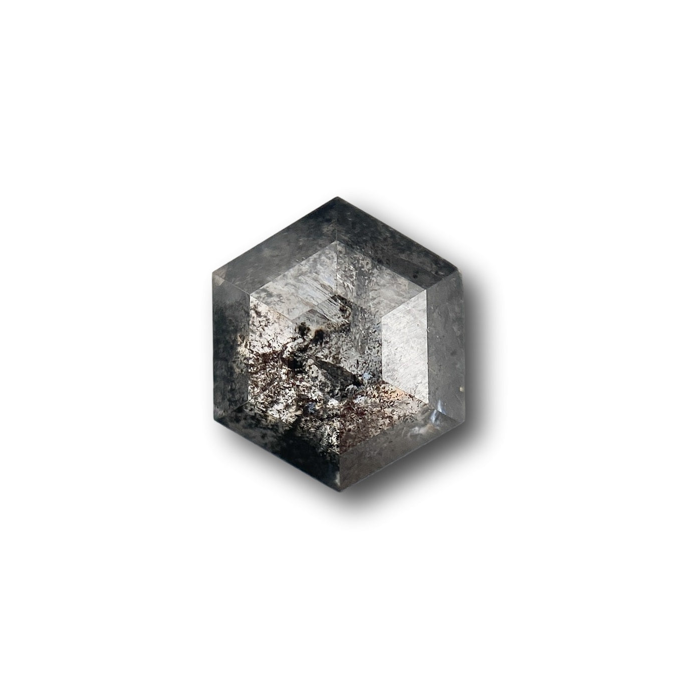0.75ct | Salt & Pepper Hexagon Shape Rose Cut Diamond - Modern Rustic Diamond