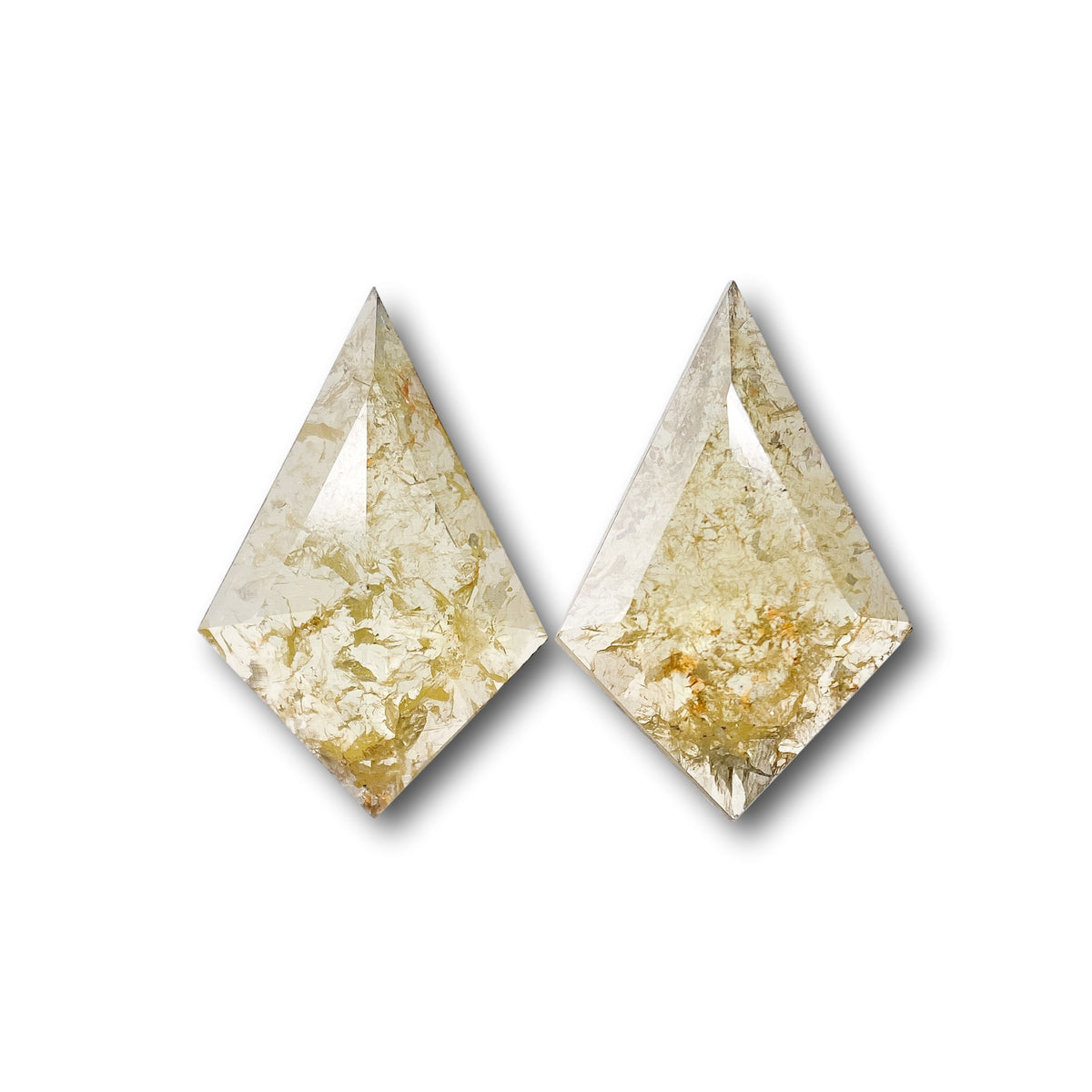 1.65cttw | Salt &amp; Pepper Kite Shape Rose Cut Diamond Matched Pair - Modern Rustic Diamond