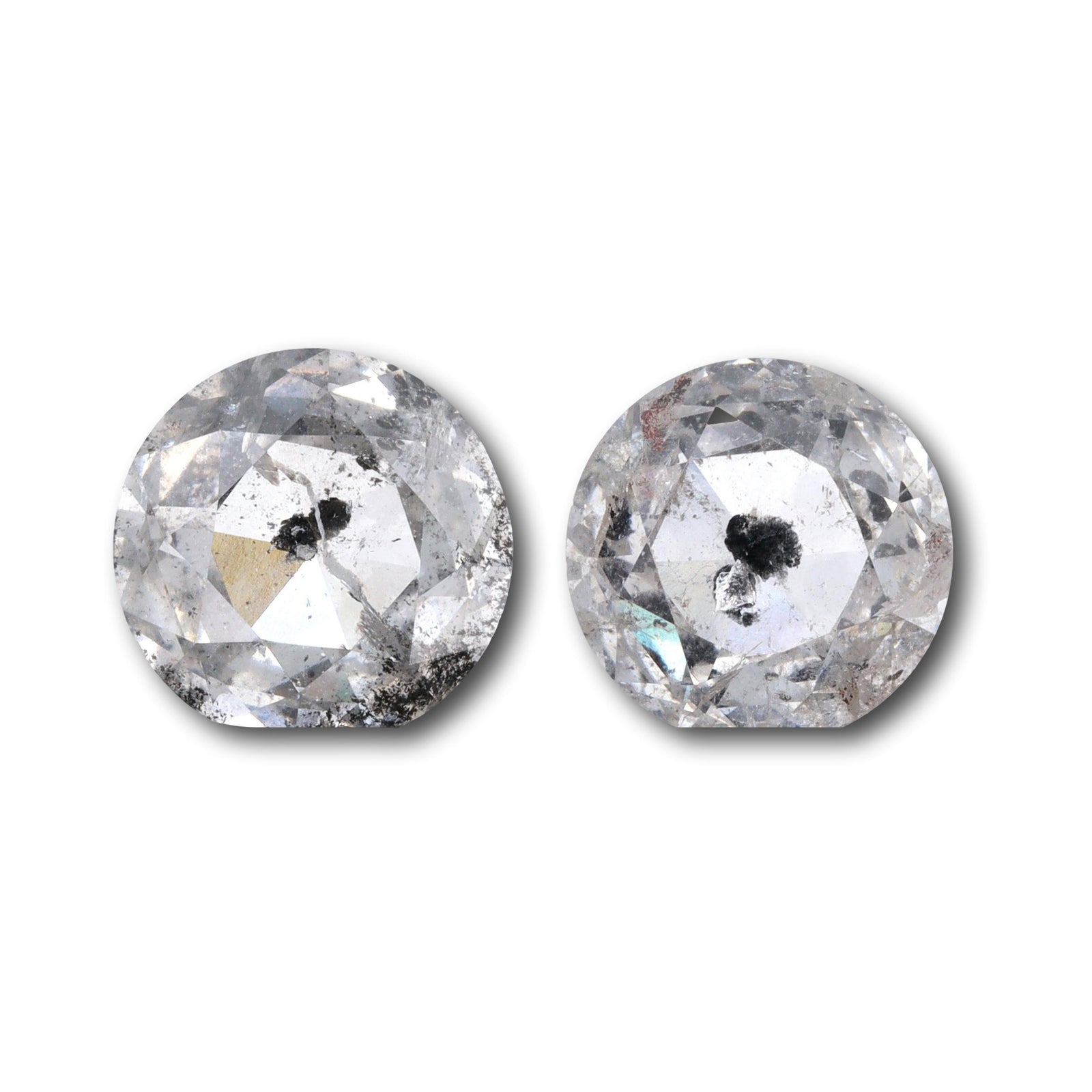 3.75cttw | Salt & Pepper Round Shape Brilliant Cut Diamond Matched Pair - Modern Rustic Diamond