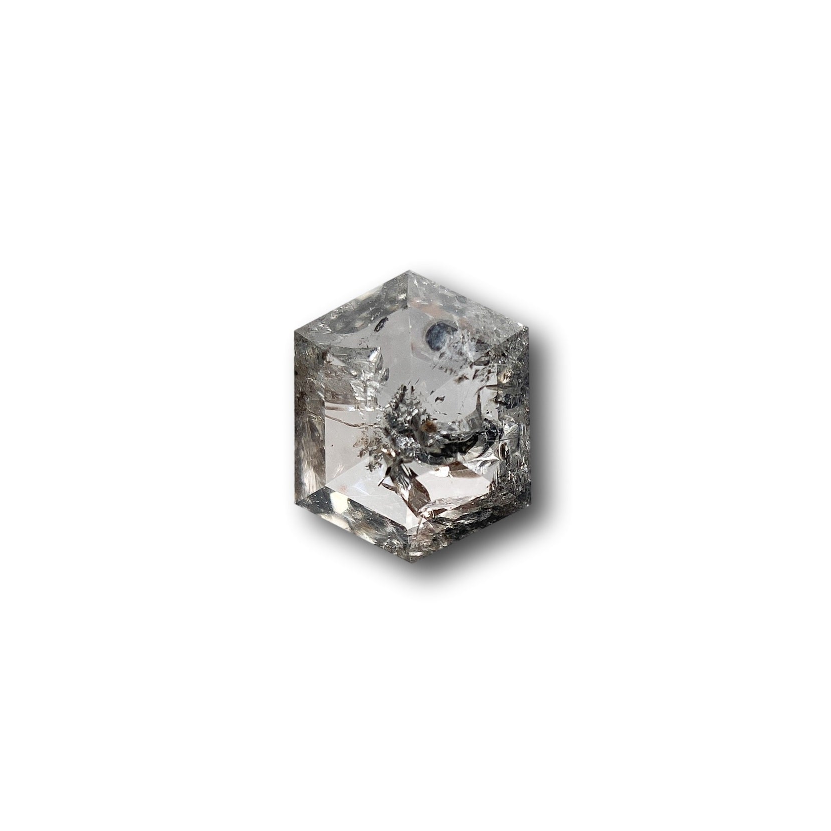 1.03ct | Salt & Pepper Hexagon Shape Rose Cut Diamond - Modern Rustic Diamond