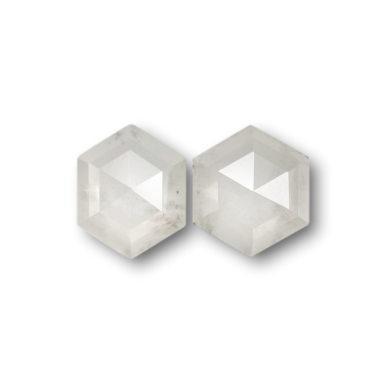 1.92cttw | Rustic Hexagon Shape Rose Cut Diamond Matched Pair - Modern Rustic Diamond