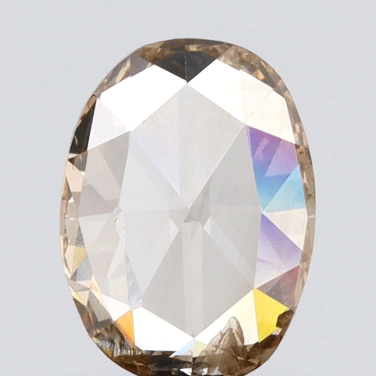 0.80ct | Fancy Light Brown SI Oval Shape Rose Cut Diamond - Modern Rustic Diamond