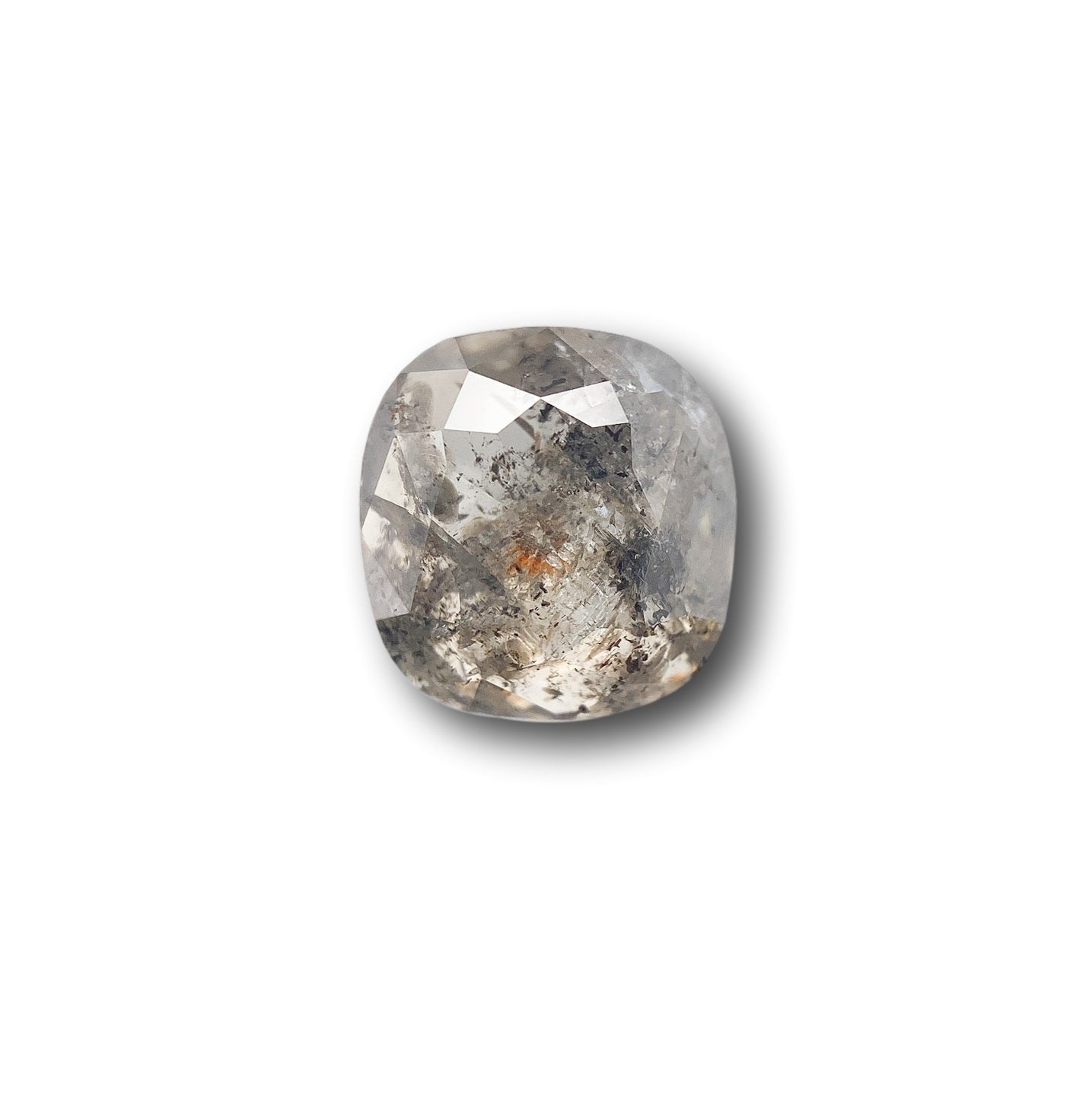 2.21ct | Salt & Pepper Cushion Shape Rose Cut Diamond - Modern Rustic Diamond
