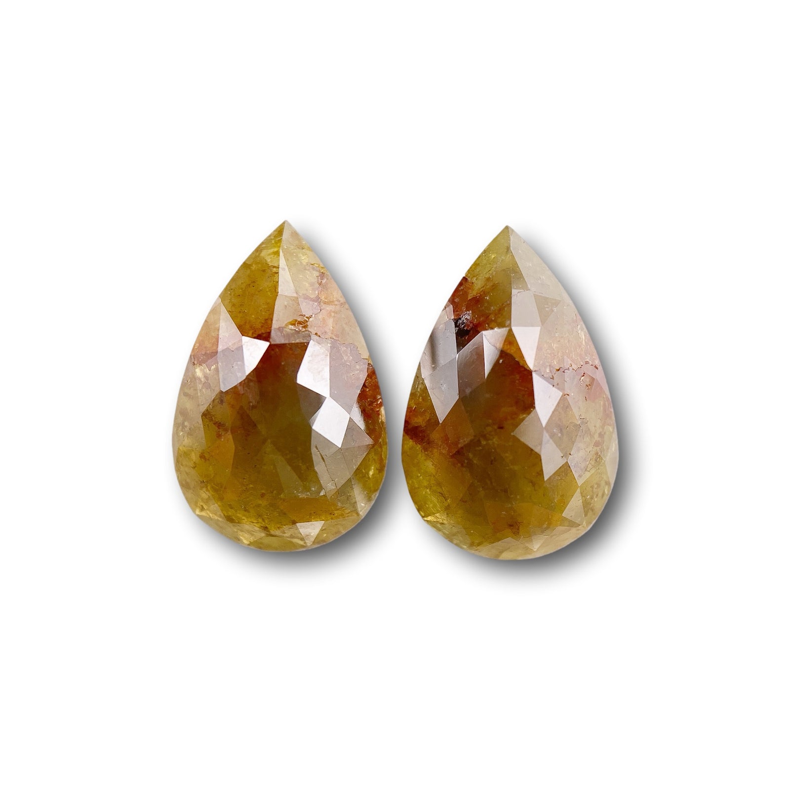 4.26cttw | Rustic  Pear Shape Rose Cut Diamond Matched Pair - Modern Rustic Diamond
