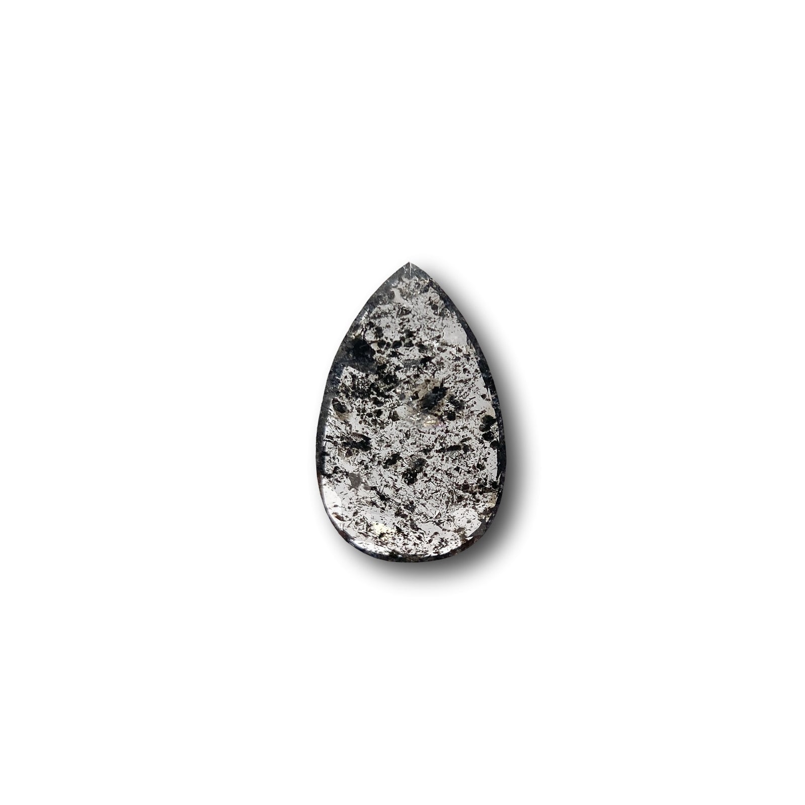 0.67ct | Salt & Pepper Pear Shape Rose Cut Diamond - Modern Rustic Diamond