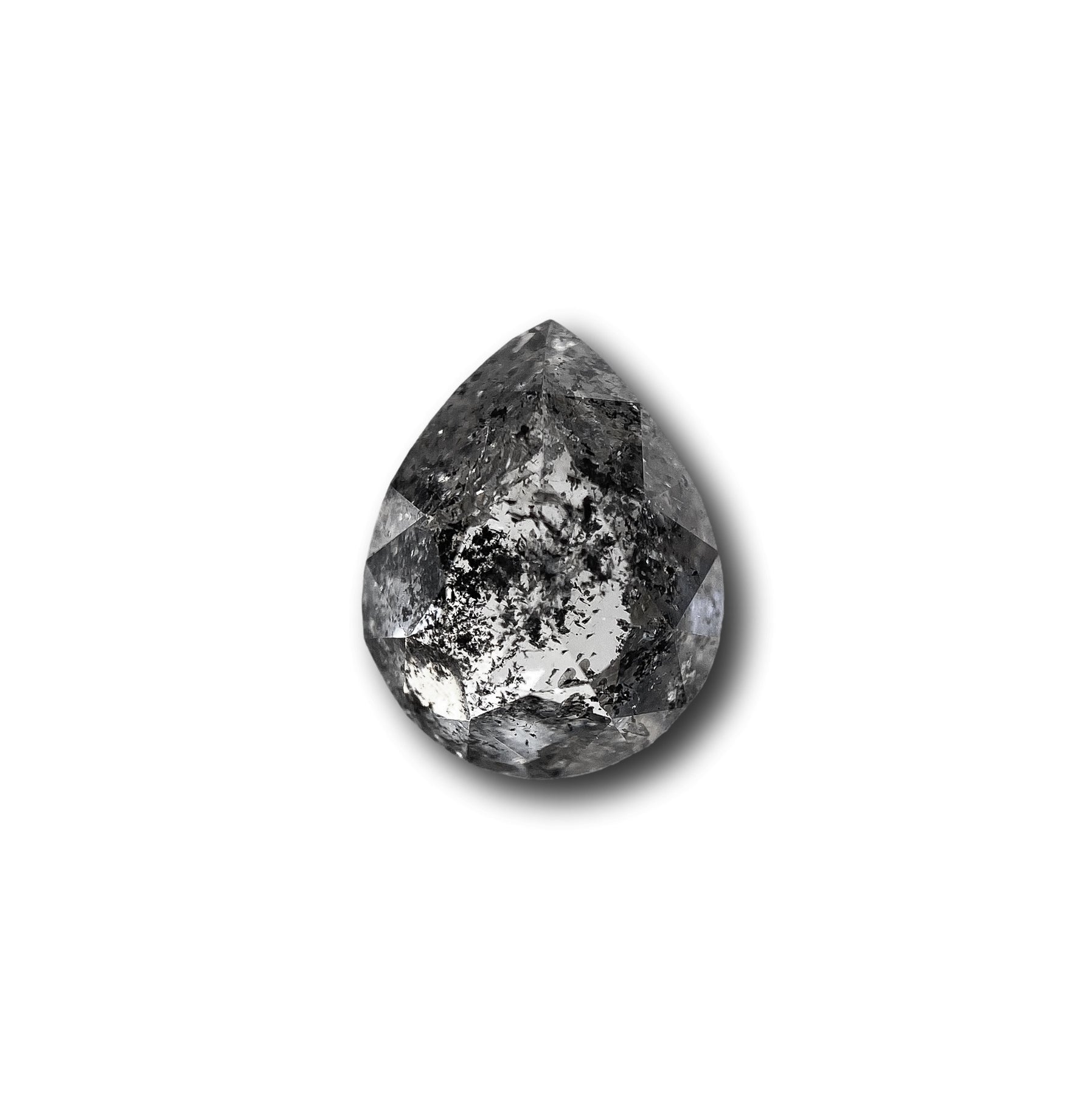 1.76ct | Salt & Pepper Pear Shape Rose Cut Diamond - Modern Rustic Diamond