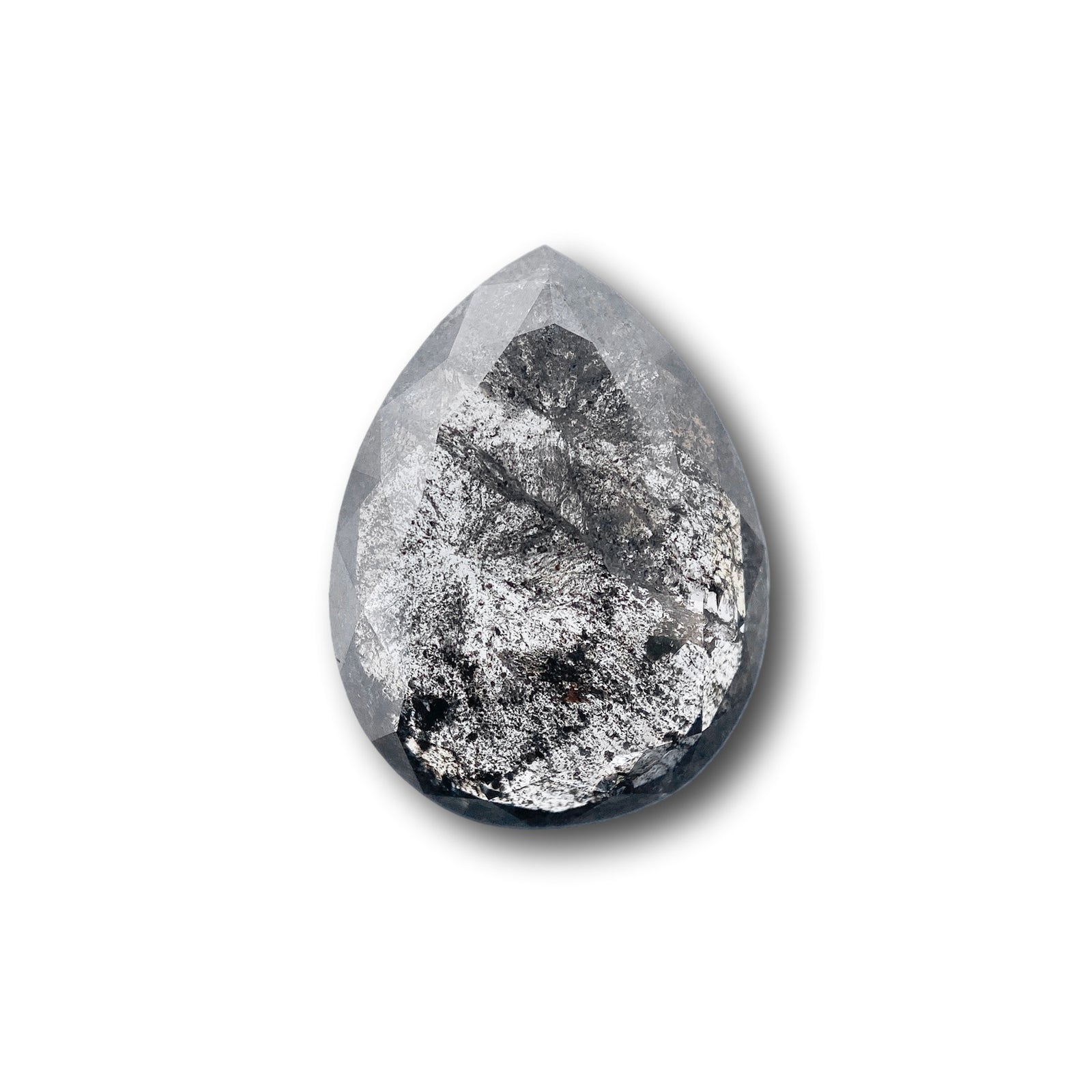 4.51ct | Salt & Pepper Pear Shape Rose Cut Diamond - Modern Rustic Diamond