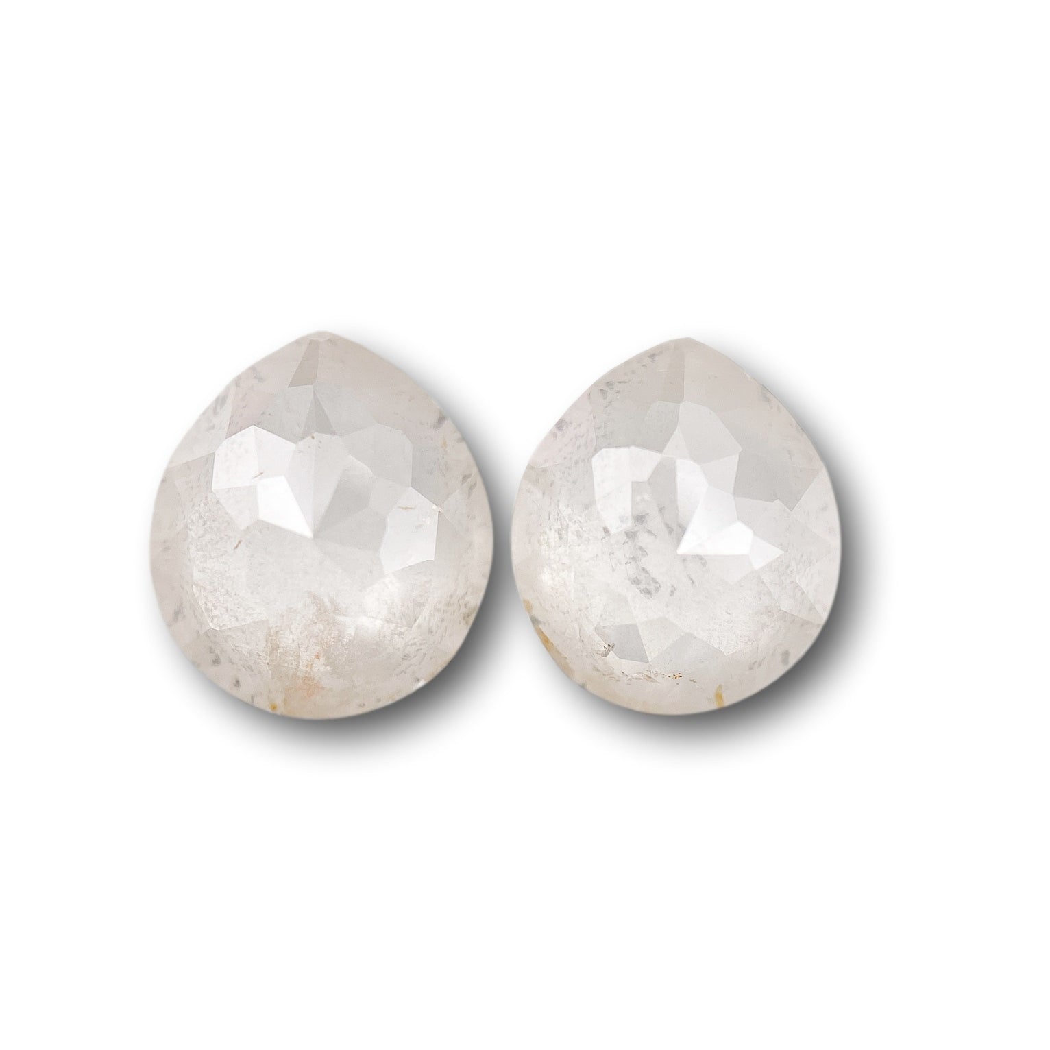 2.93cttw | Salt & Pepper Pear Shape Rose Cut Diamond Matched Pair - Modern Rustic Diamond