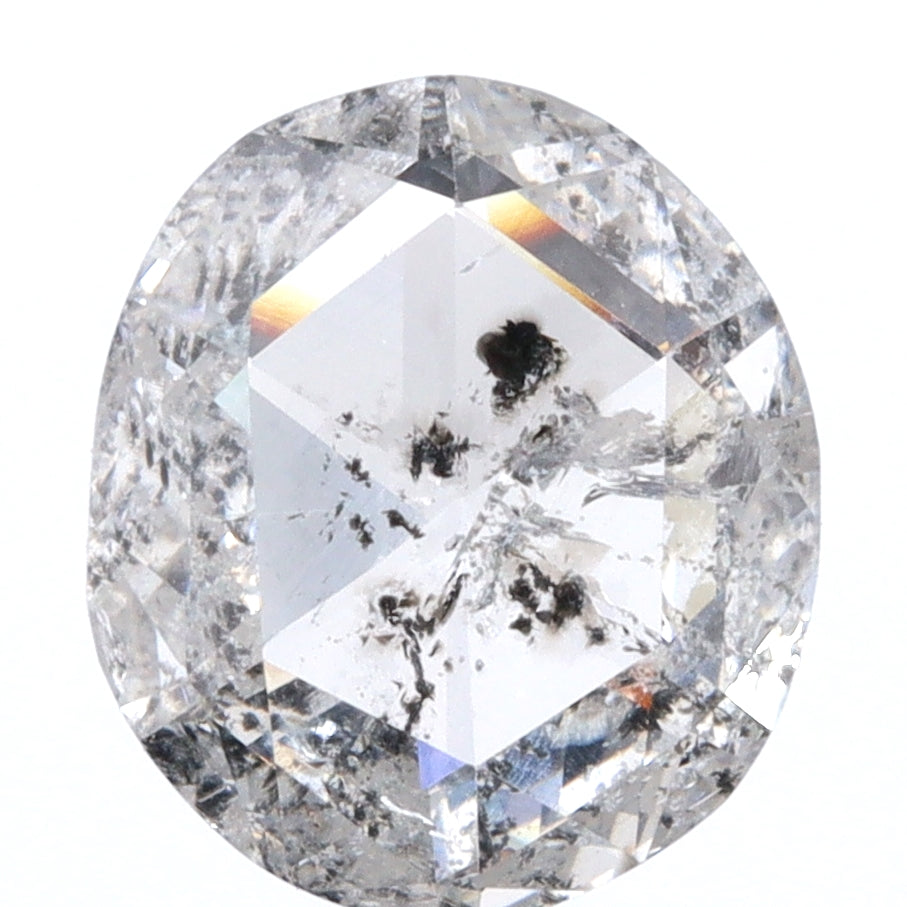 0.96ct | Salt & Pepper Oval Shape Rose Cut Diamond - Modern Rustic Diamond