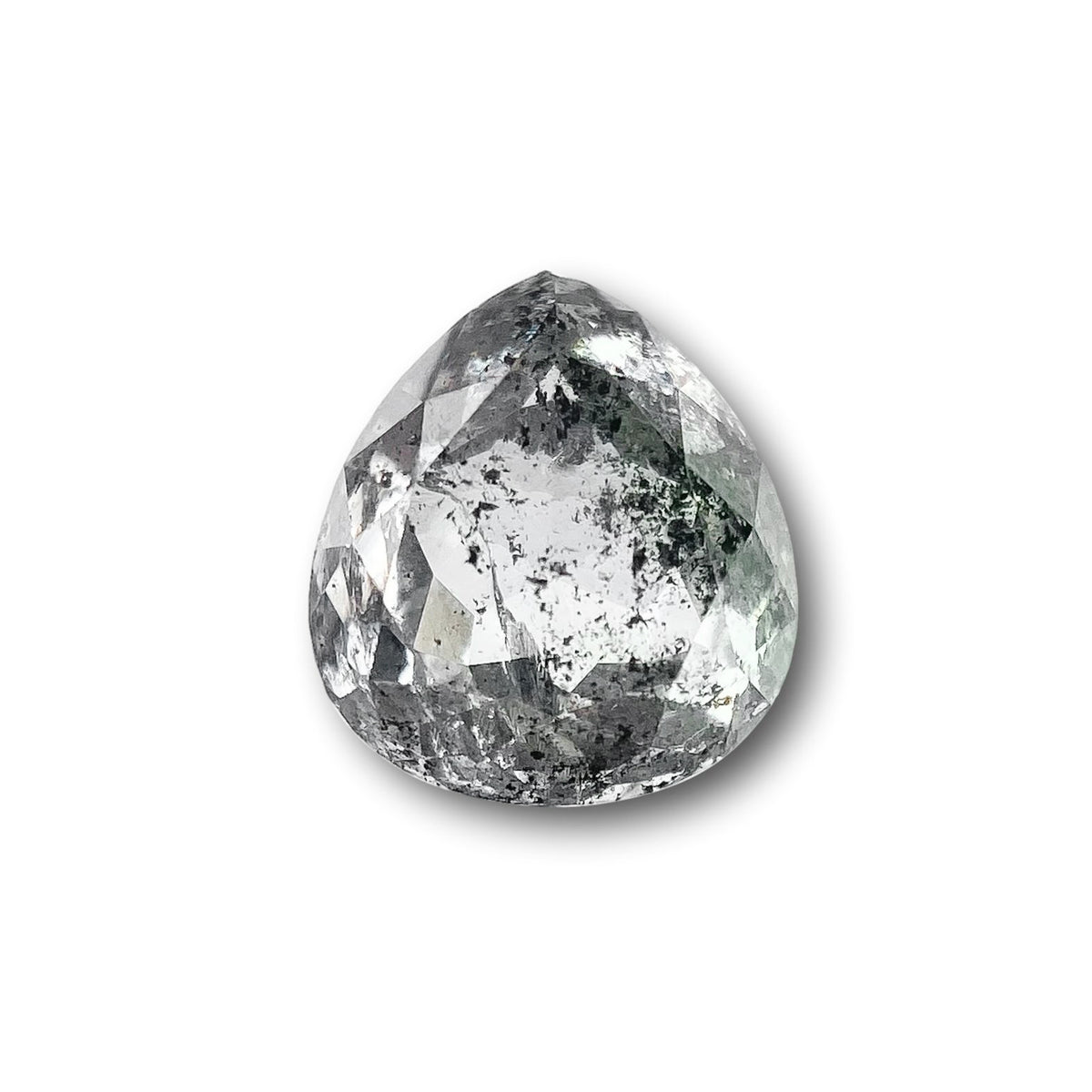 1.16ct | Salt &amp; Pepper Pear Shape Rose Cut Diamond - Modern Rustic Diamond