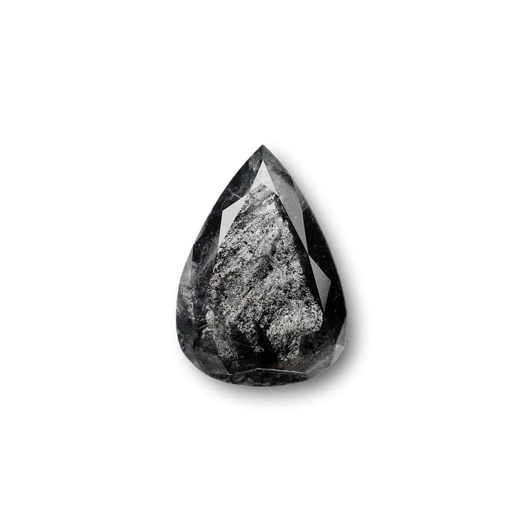 2.60ct | Salt & Pepper Pear Shape Brilliant Cut Diamond - Modern Rustic Diamond