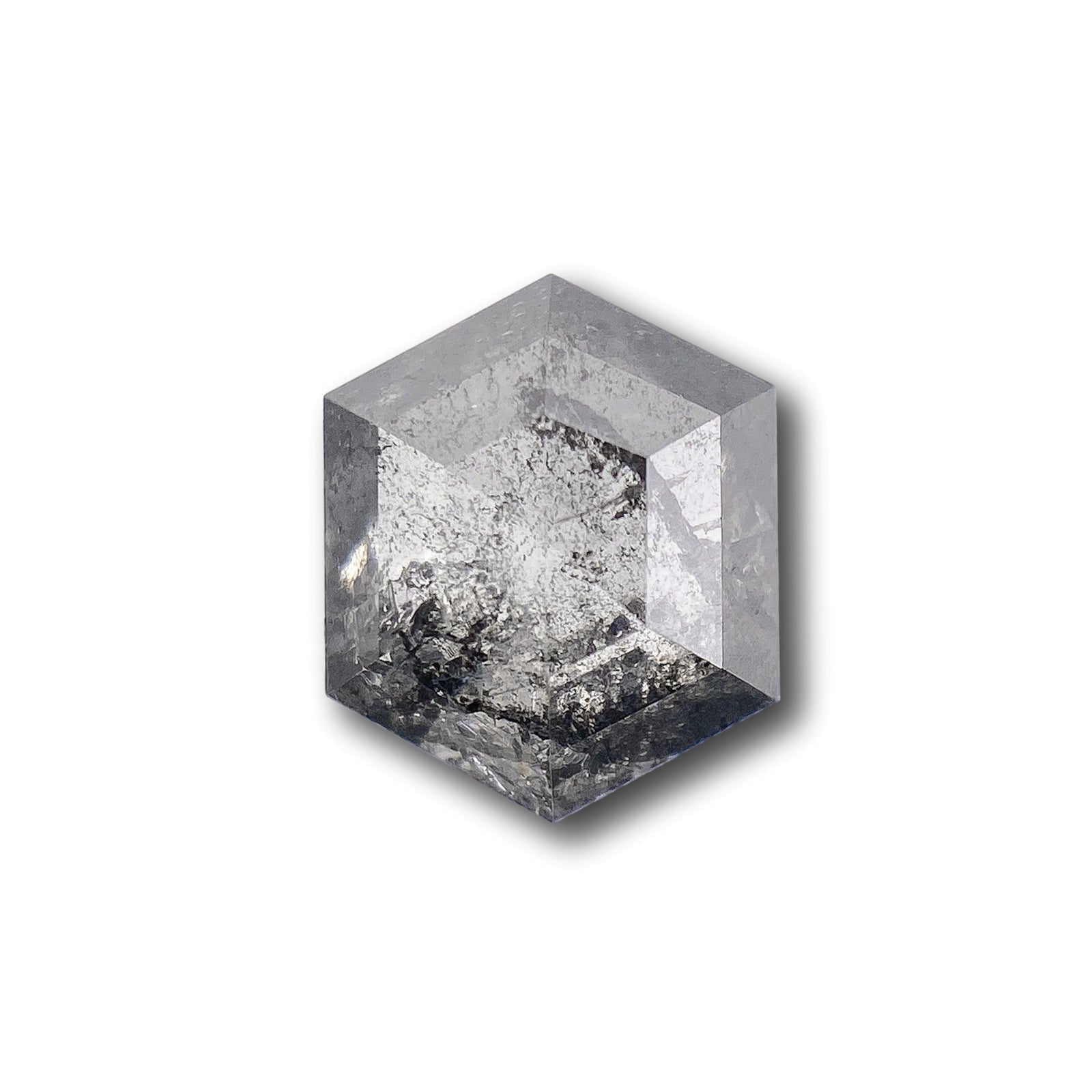 0.74ct | Salt & Pepper Hexagon Shape Rose Cut Diamond - Modern Rustic Diamond