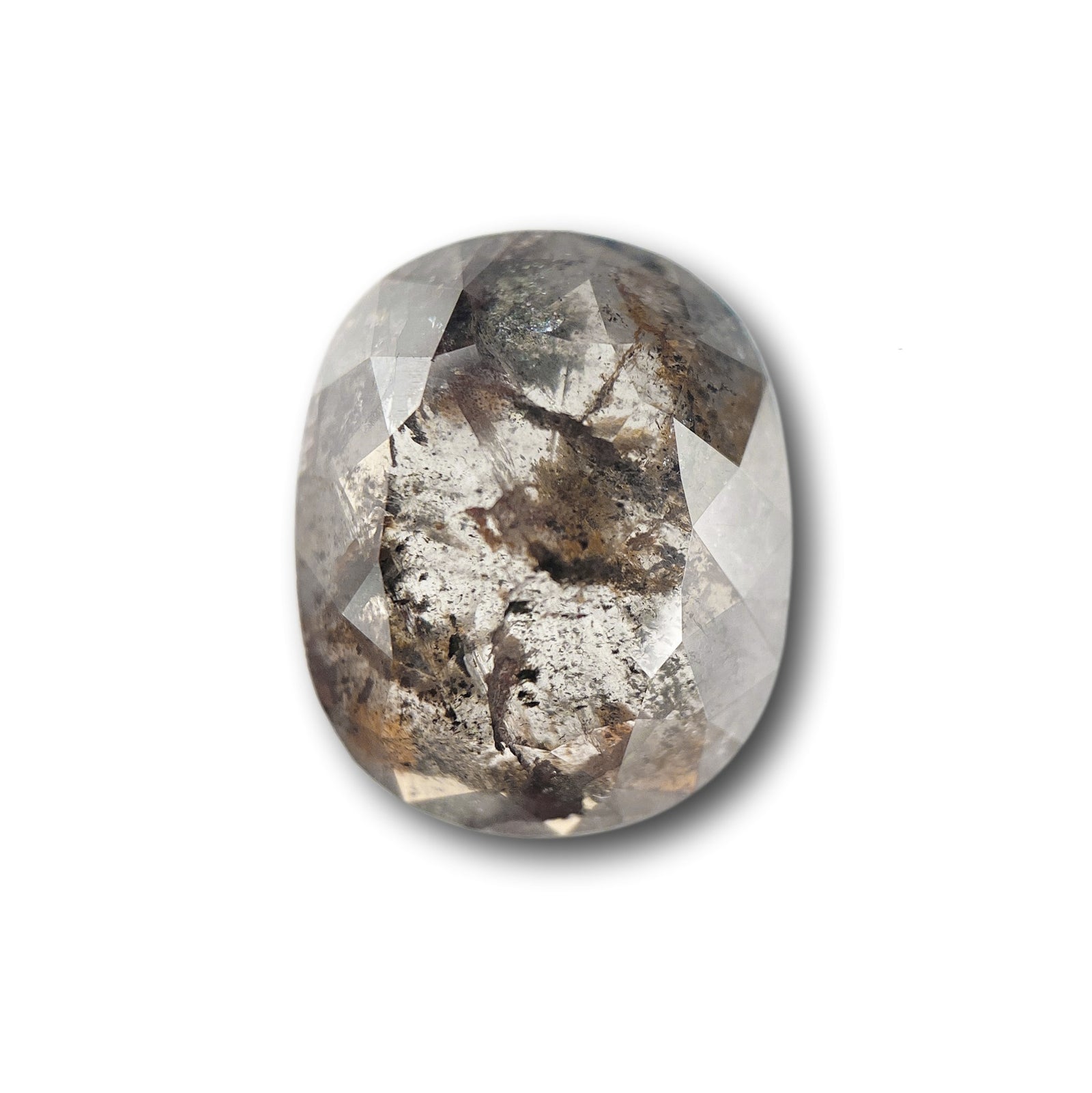 4.70ct | Salt & Pepper Cushion Shape Rose Cut Diamond - Modern Rustic Diamond