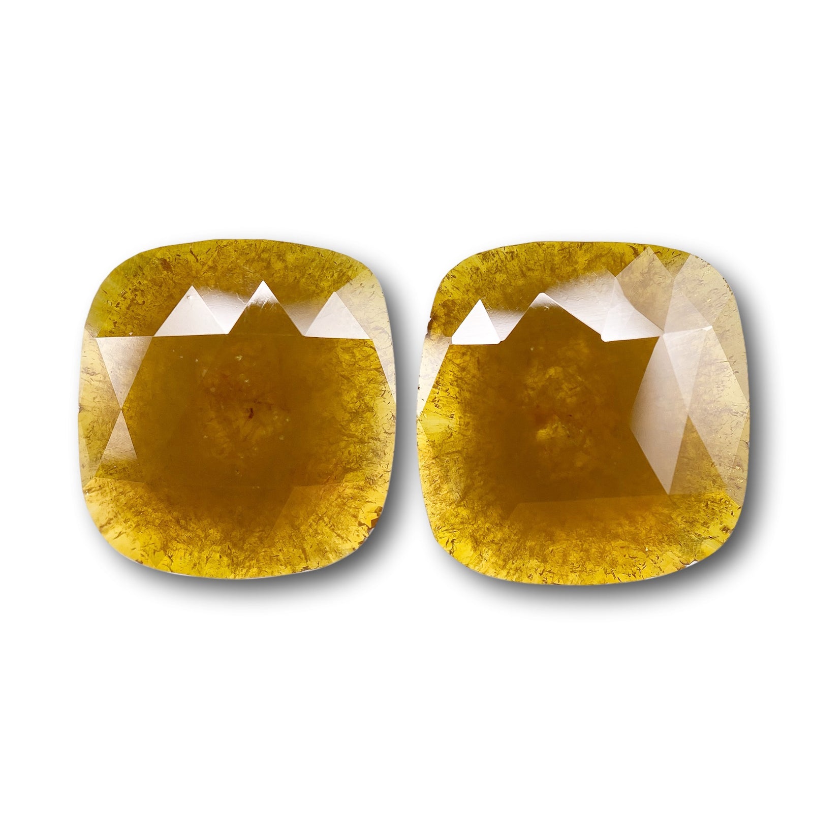 5.79cttw | Salt & Pepper Cushion Shape Rose Cut Diamond Matched Pair - Modern Rustic Diamond