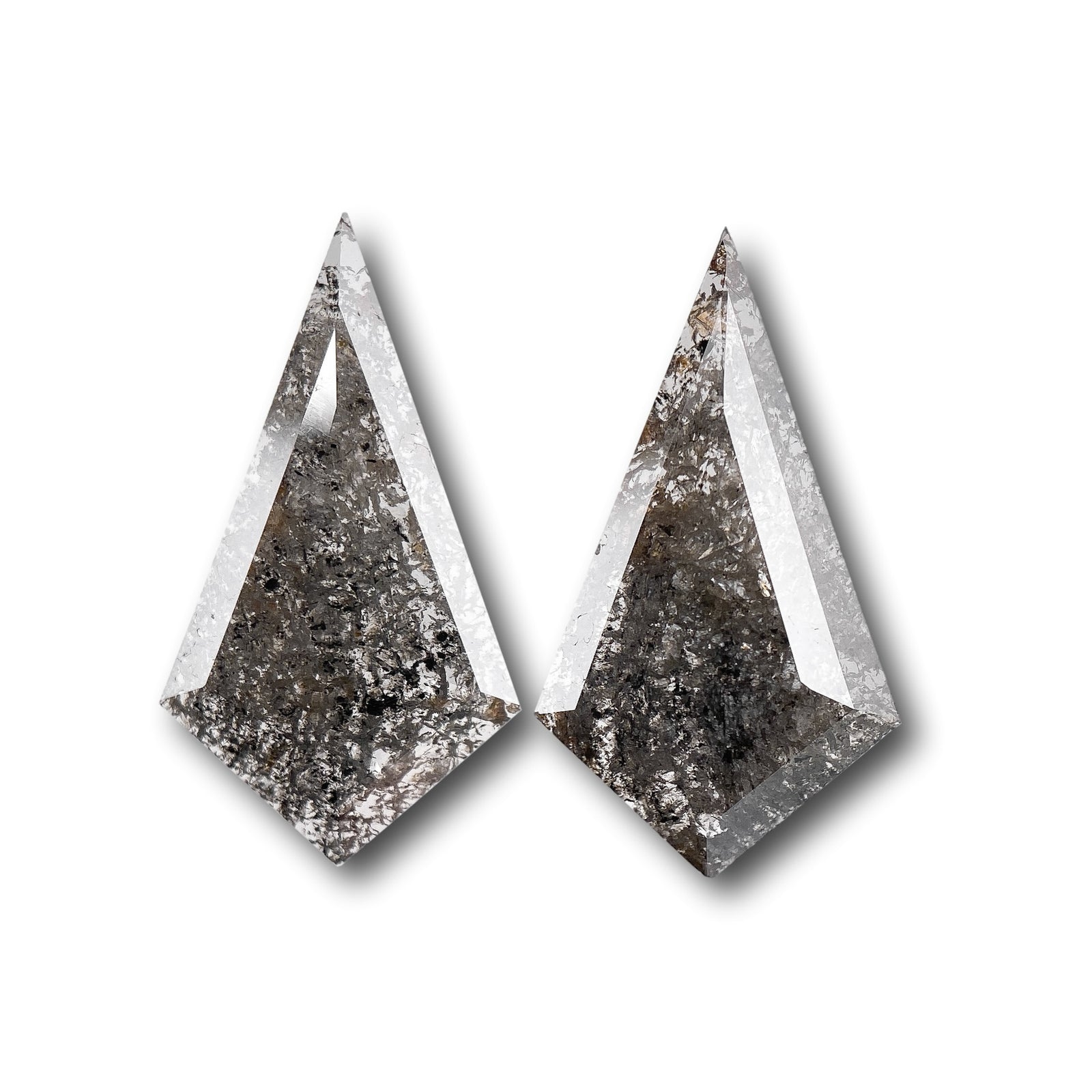 1.48cttw | Rustic Kite Shape Rose Cut Diamond Matched Pair - Modern Rustic Diamond