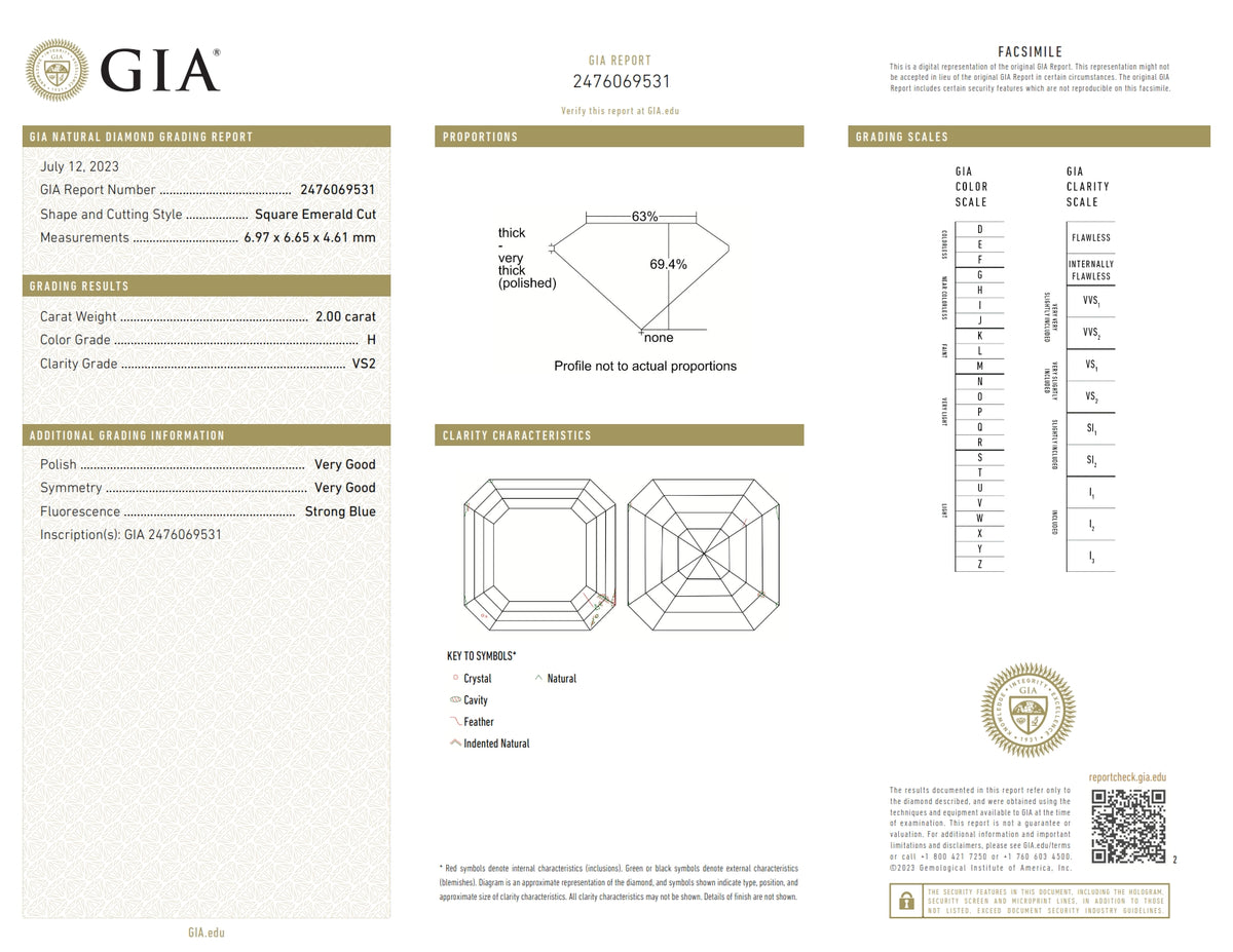 2.00ct | H/VS2 Asscher Shape Step Cut Diamond (GIA) - Modern Rustic Diamond