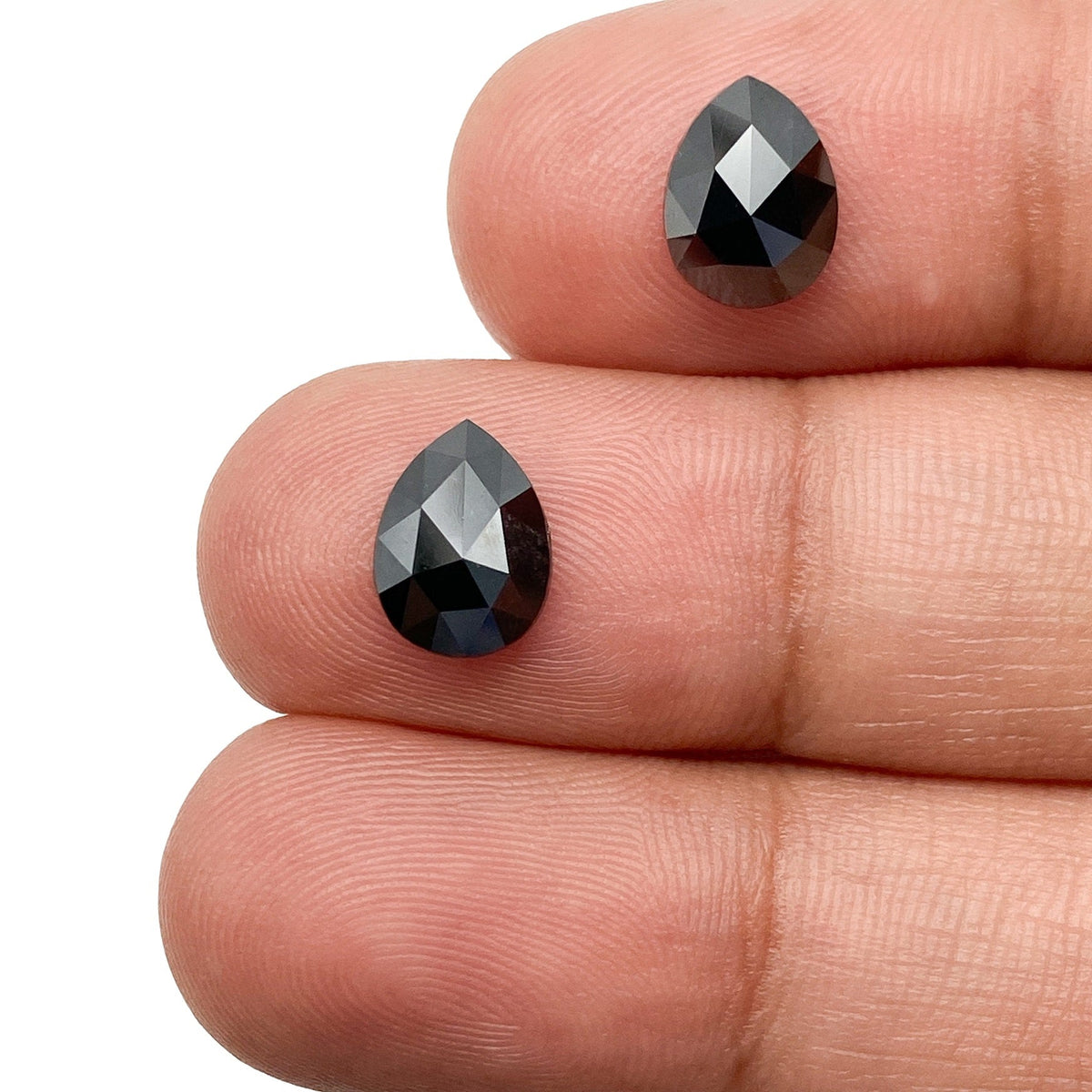 2.01cttw | Black Pear Shape Rose Cut Diamond Matched Pair-Modern Rustic Diamond