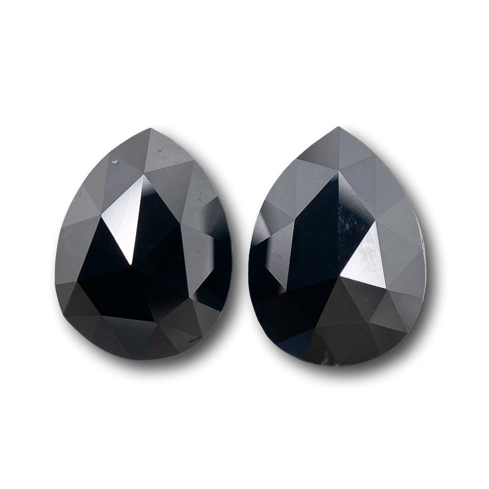 2.01cttw | Black Pear Shape Rose Cut Diamond Matched Pair-Modern Rustic Diamond