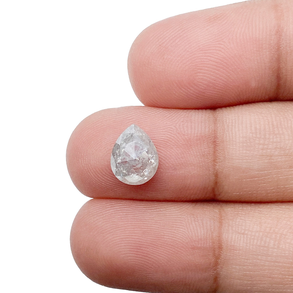 1.92ct | Salt &amp; Pepper Pear Shape Rose Cut Diamond - Modern Rustic Diamond