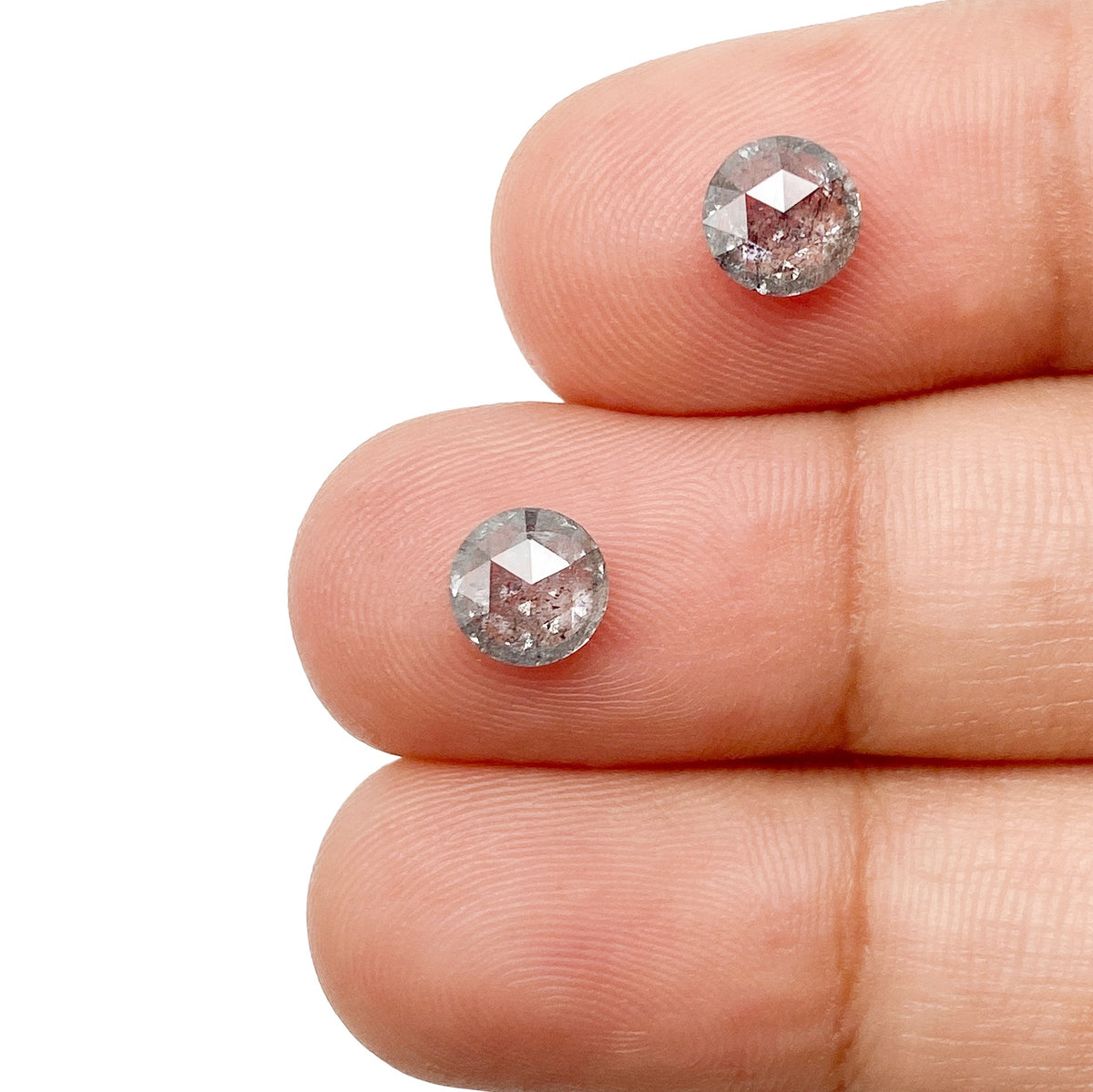 1.42cttw | Rustic Round Shape Brilliant Cut Diamond Matched Pair - Modern Rustic Diamond