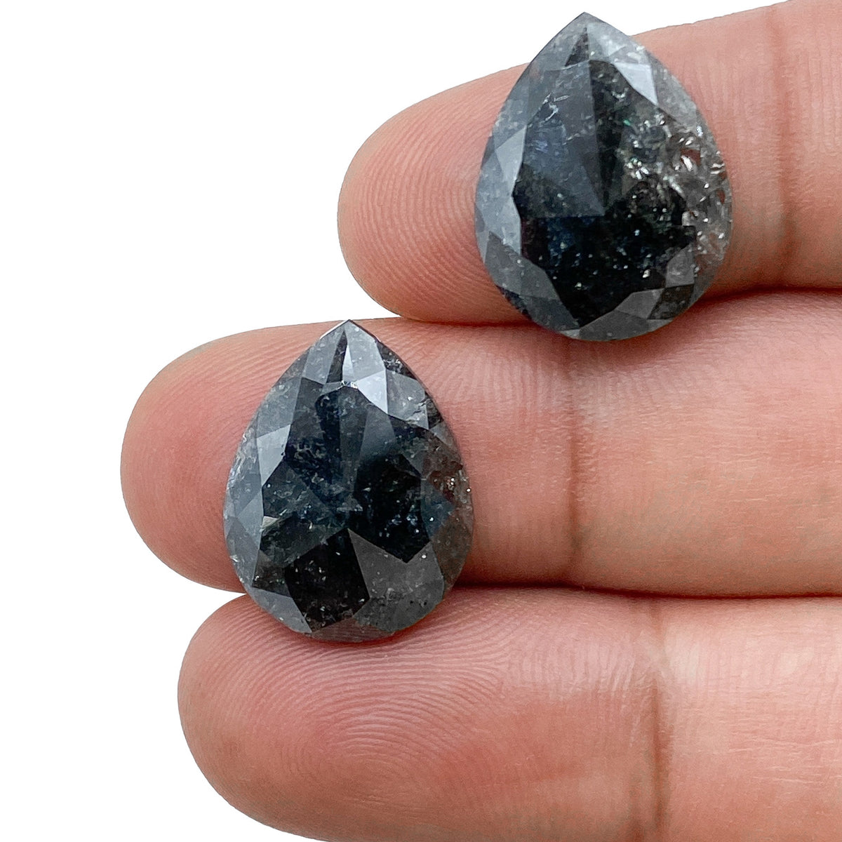 18.43cttw | Rustic  Pear Shape Rose Cut Diamond Matched Pair - Modern Rustic Diamond