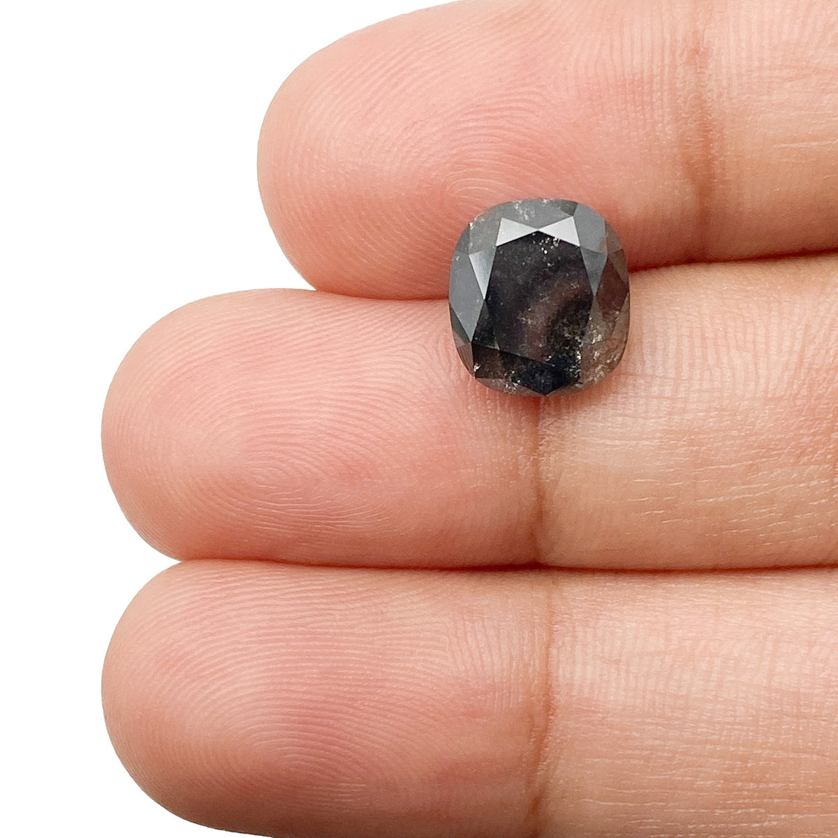 3.42ct | Salt & Pepper Cushion Shape Brilliant Cut Diamond - Modern Rustic Diamond