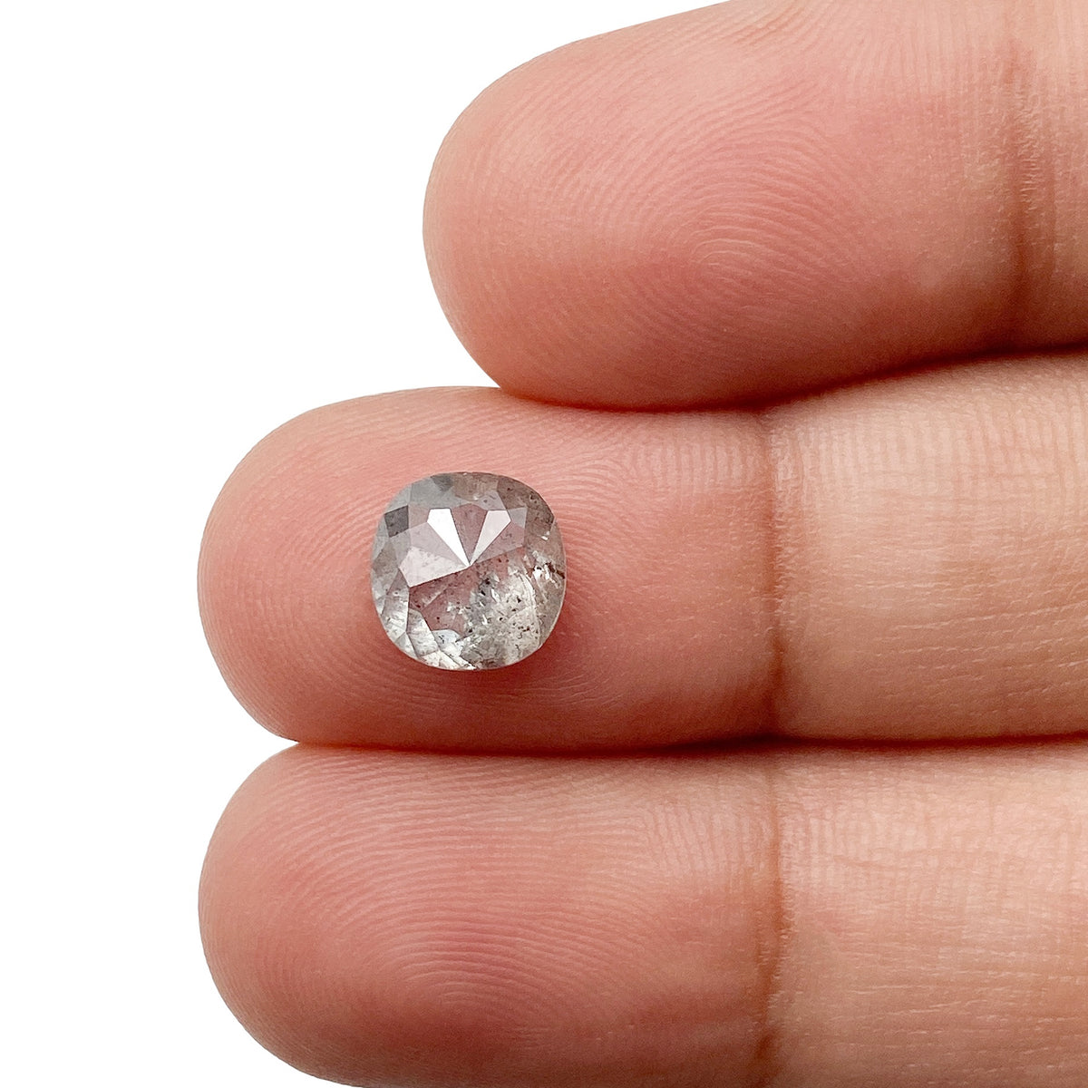 1.60ct | Salt &amp; Pepper Cushion Shape Rose Cut Diamond - Modern Rustic Diamond