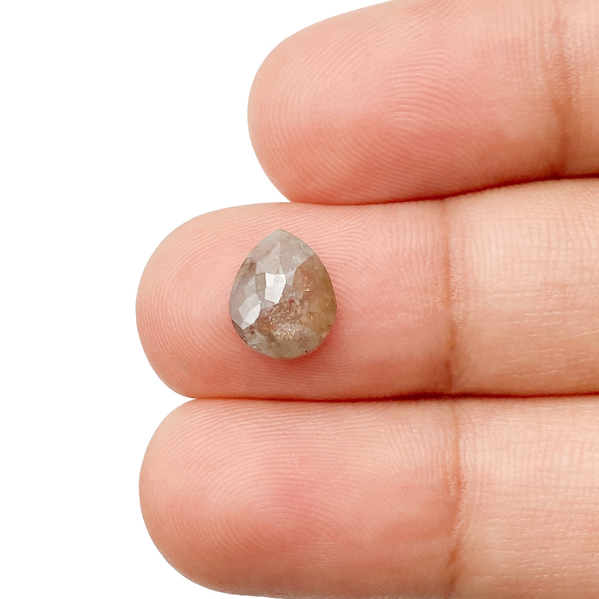 1.51ct | Salt &amp; Pepper Pear Shape Rose Cut Diamond - Modern Rustic Diamond