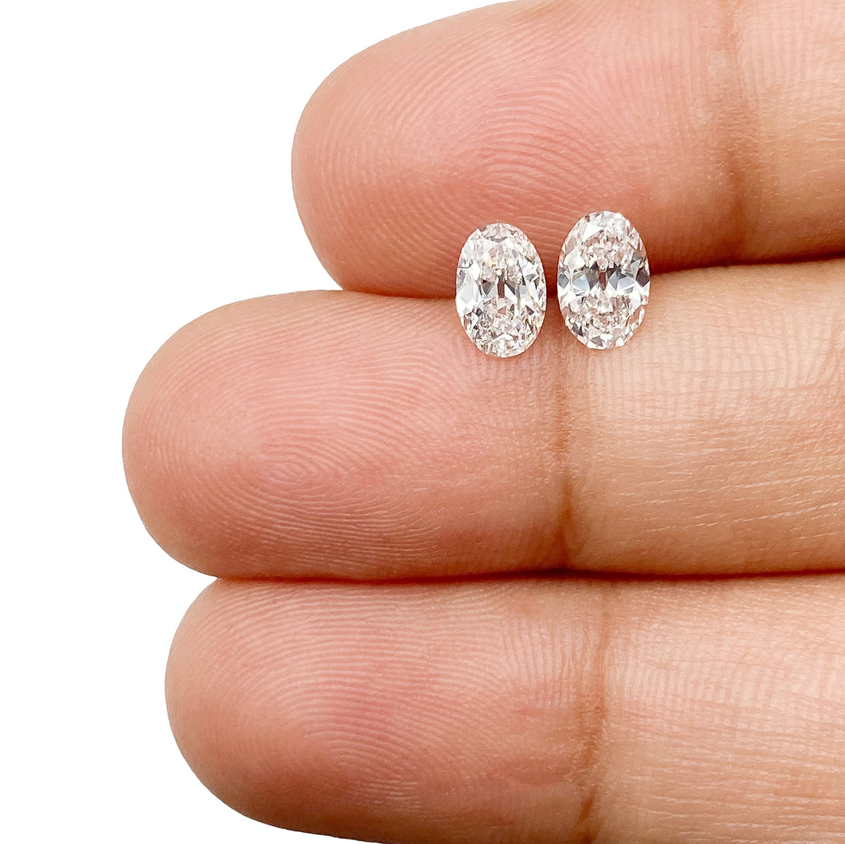1.02cttw | F VVS2 Oval Shape Old Mine Cut Diamond Matched Pair - Modern Rustic Diamond