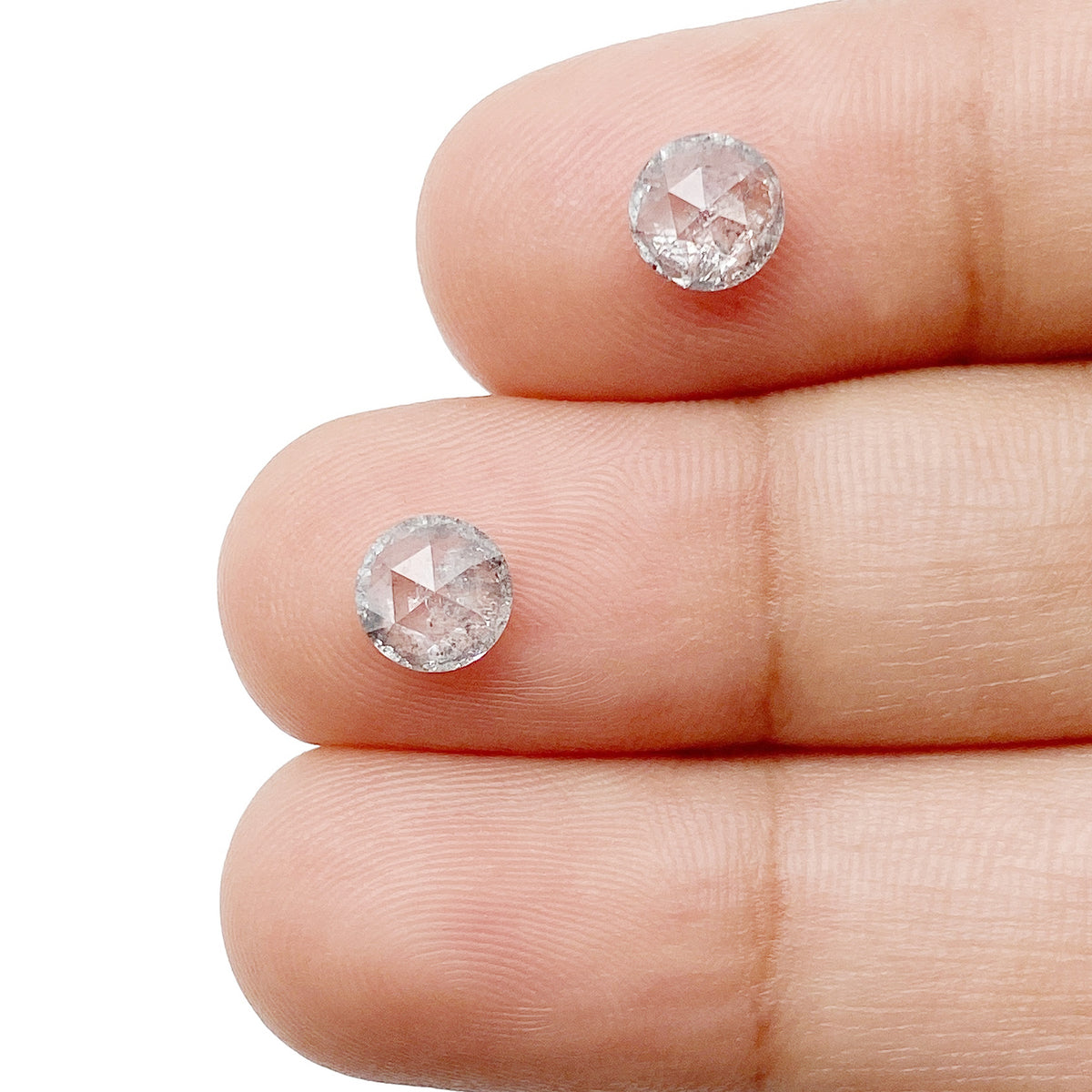 1.44cttw | Rustic Round Shape Brilliant Cut Diamond Matched Pair - Modern Rustic Diamond