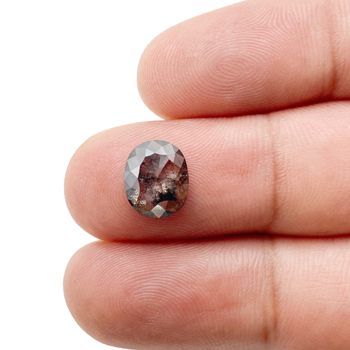 1.95ct | Salt &amp; Pepper Oval Shape Rose Cut Diamond - Modern Rustic Diamond
