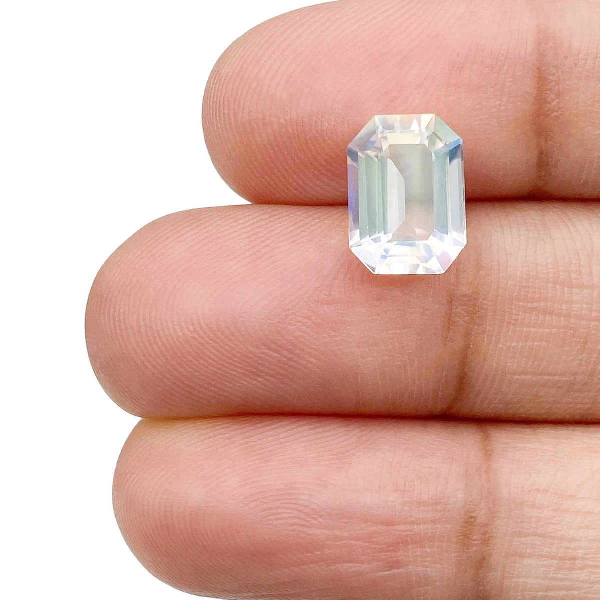 1.91ct |  Emerald Shape Step Cut Moonstone - Modern Rustic Diamond