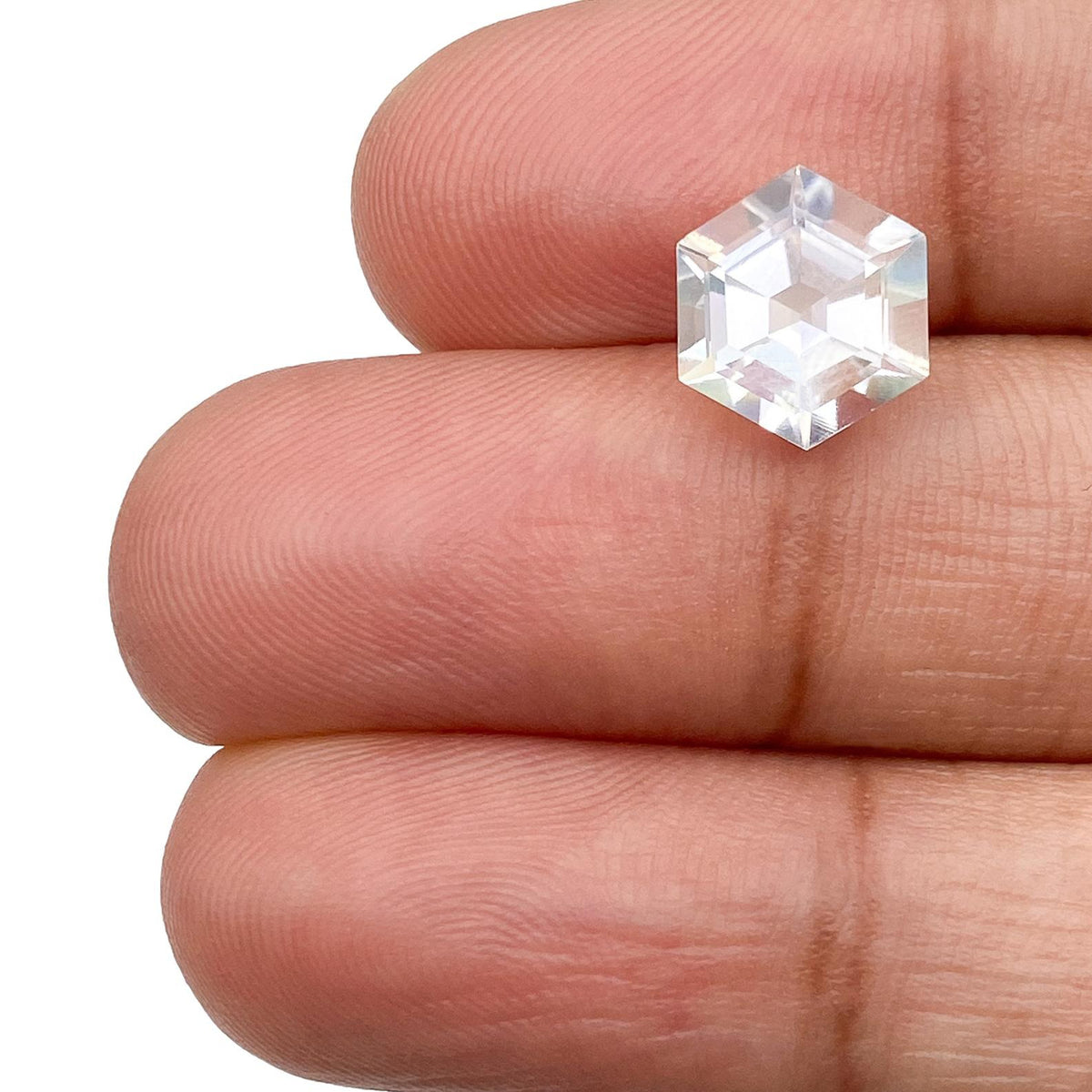 1.82ct |  Hexagon Shape Step Cut Moonstone - Modern Rustic Diamond