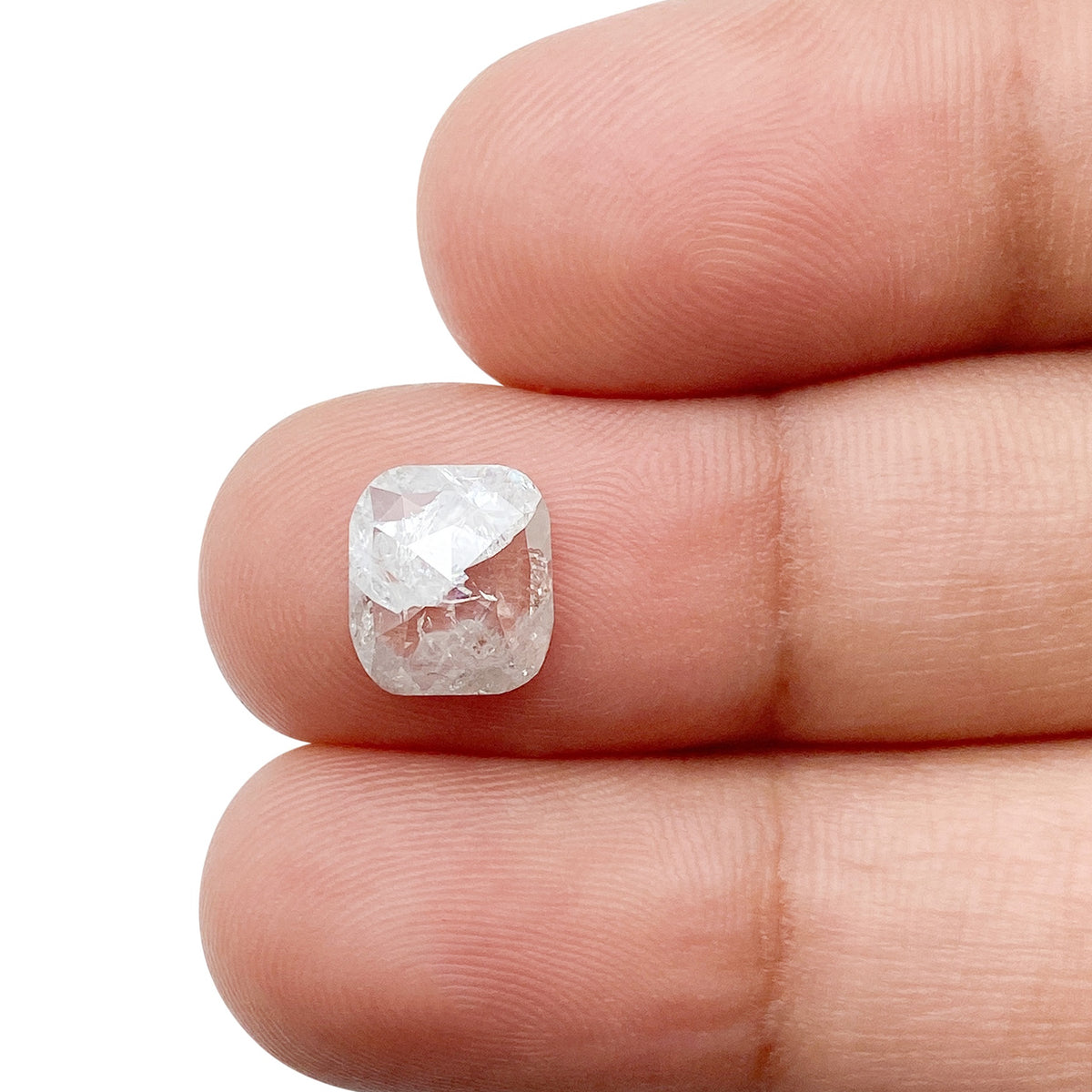1.78ct | Salt &amp; Pepper Cushion Shape Rose Cut Diamond - Modern Rustic Diamond