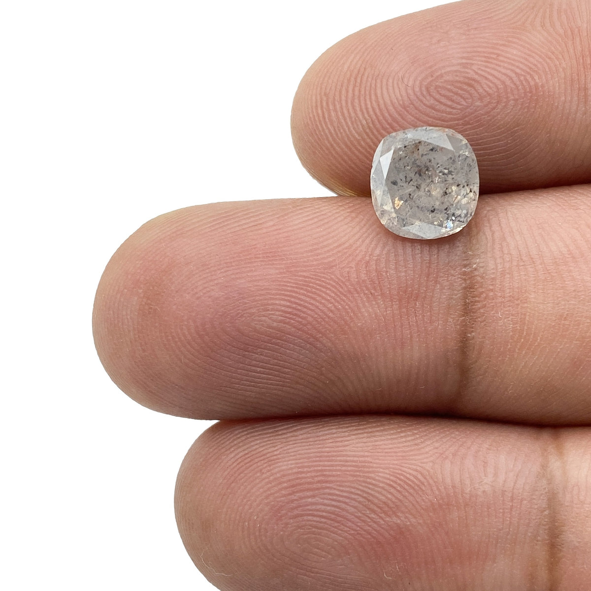 2.12ct | Salt &amp; Pepper Cushion Shape Brilliant Cut Diamond - Modern Rustic Diamond