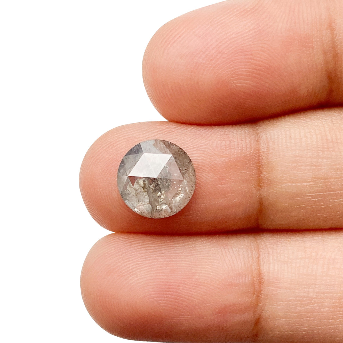 2.95ct | Salt &amp; Pepper Round Shape Rose Cut Diamond - Modern Rustic Diamond