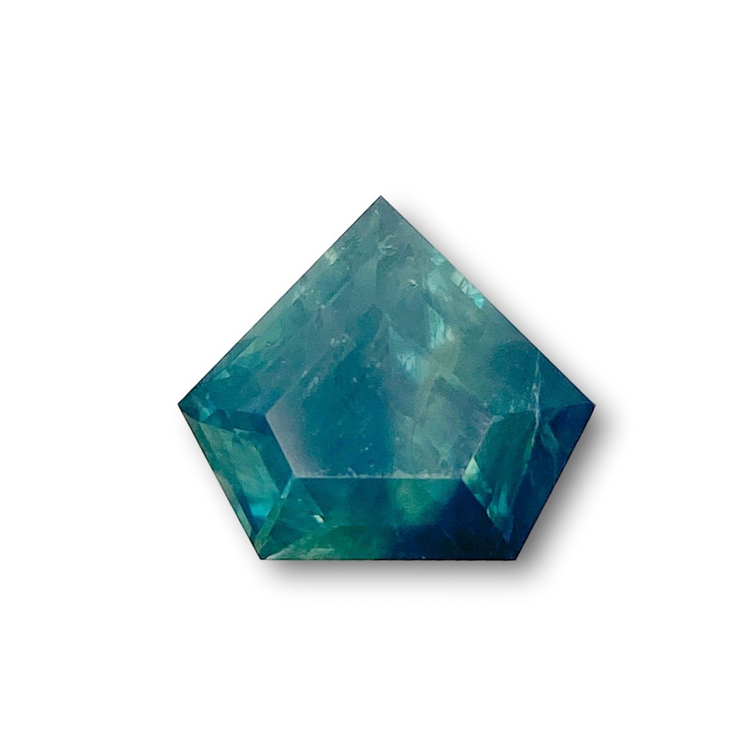 2.10ct | Step Cut Shield Shape Blue Green Montana Sapphire-Modern Rustic Diamond