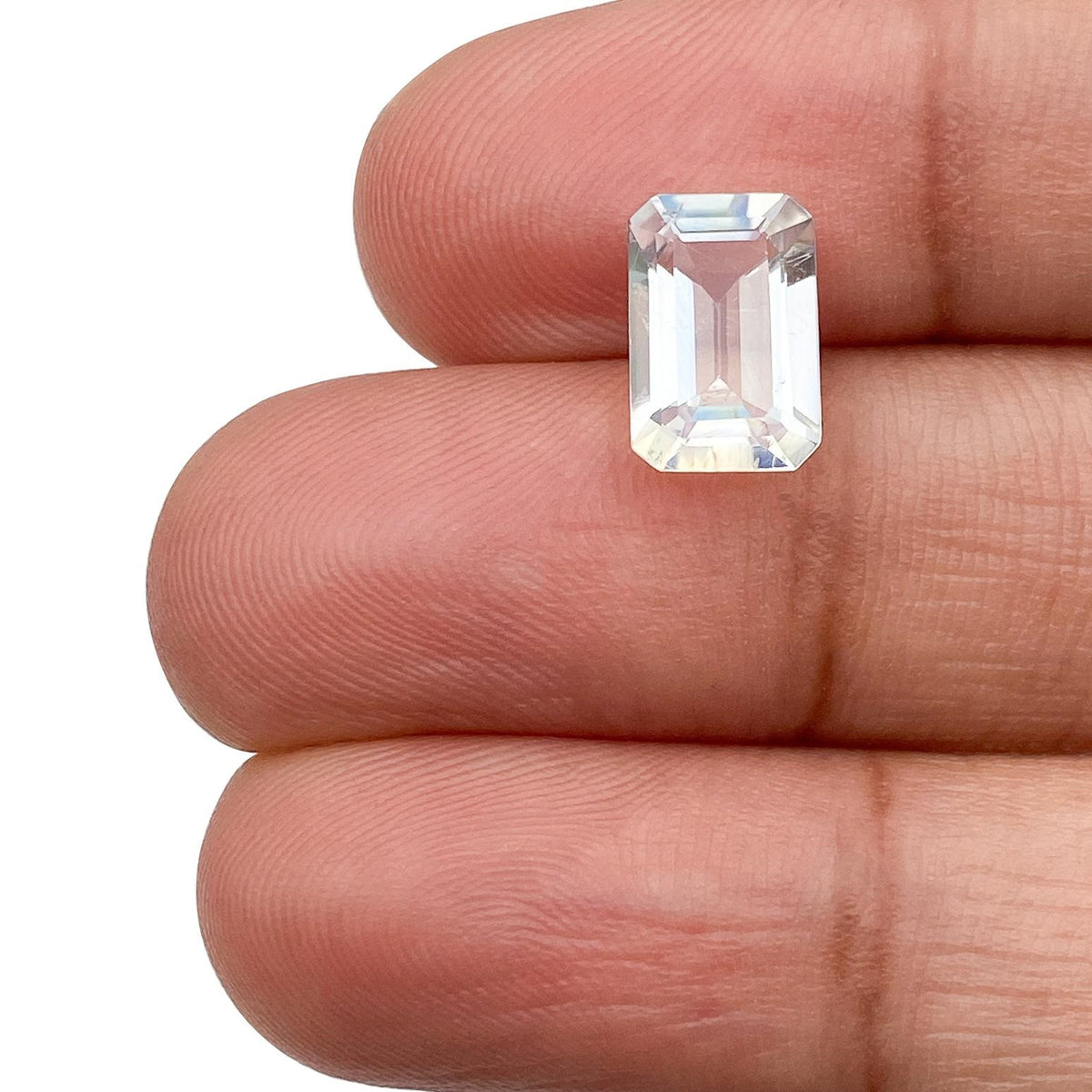 1.58ct |  Emerald Shape Step Cut Moonstone - Modern Rustic Diamond