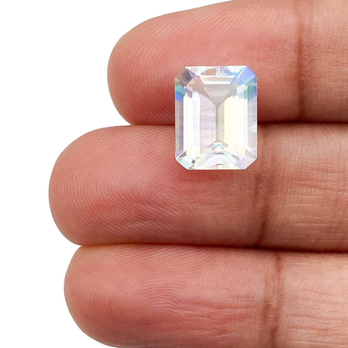 3.21ct |  Emerald Shape Step Cut Moonstone - Modern Rustic Diamond