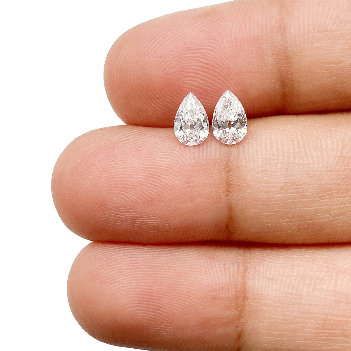 0.81cttw | F VS2 Pear Shape Old Mine Cut Diamond Matched Pair - Modern Rustic Diamond