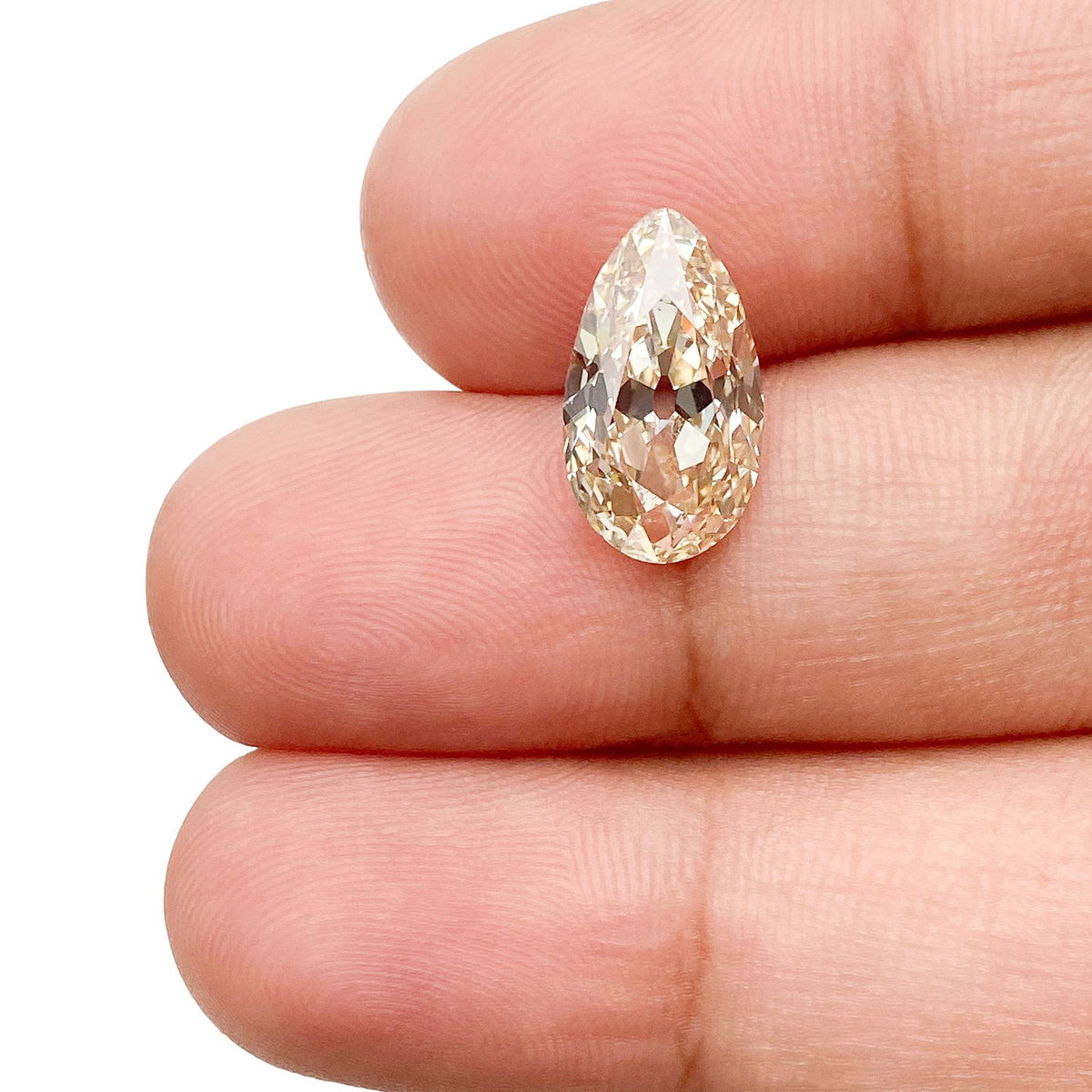 3.04ct | Fancy Light Brownish Yellow VVS2 Pear Shape Old Mine Cut Diamond (GIA) - Modern Rustic Diamond